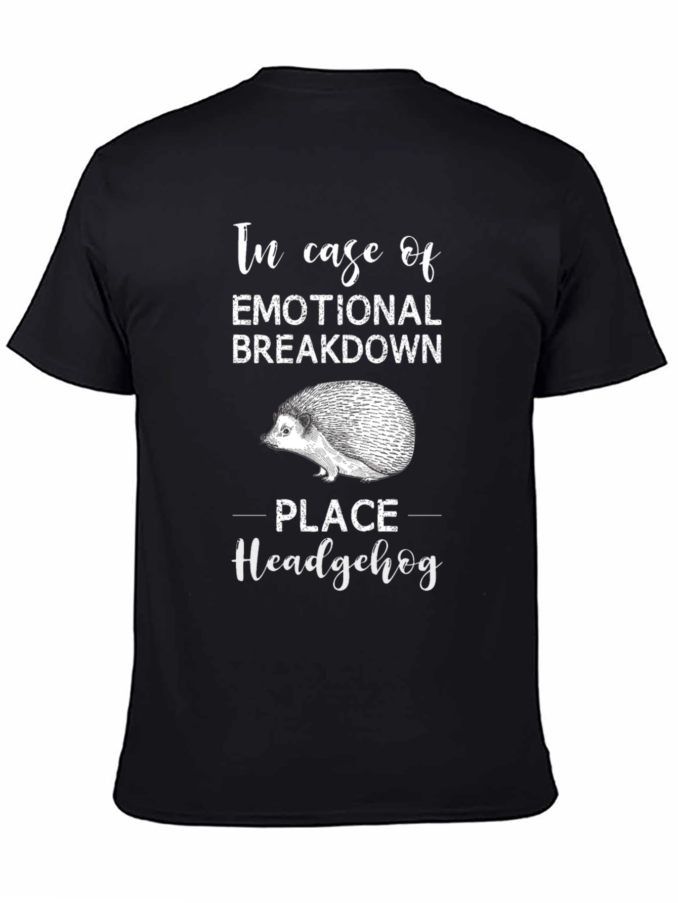 Black Emotional Breakdown Hedgehog Graphic Tee view 4