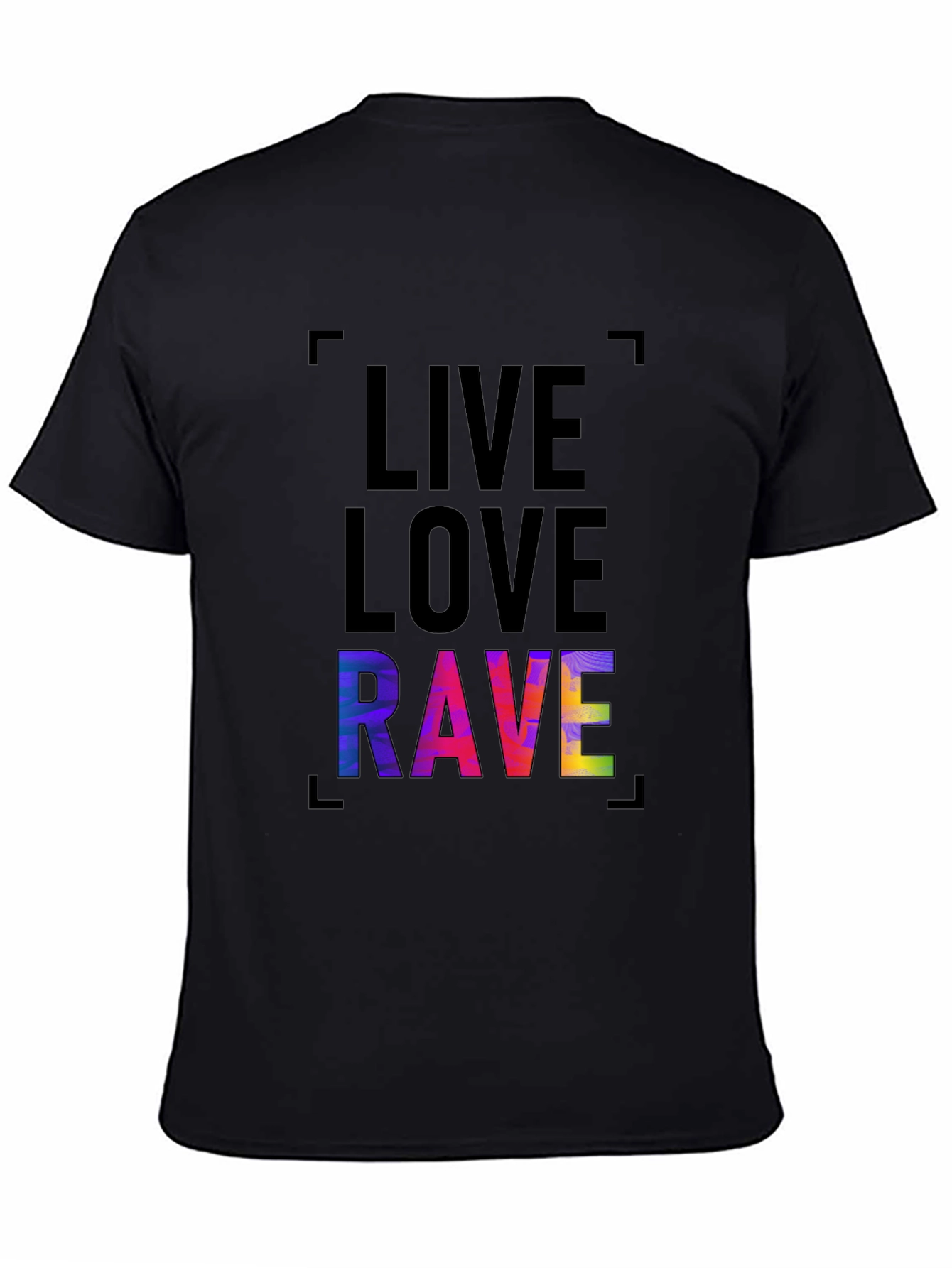 Black Live Love Rave Graphic Tee - Trendy Black T-Shirt view 4