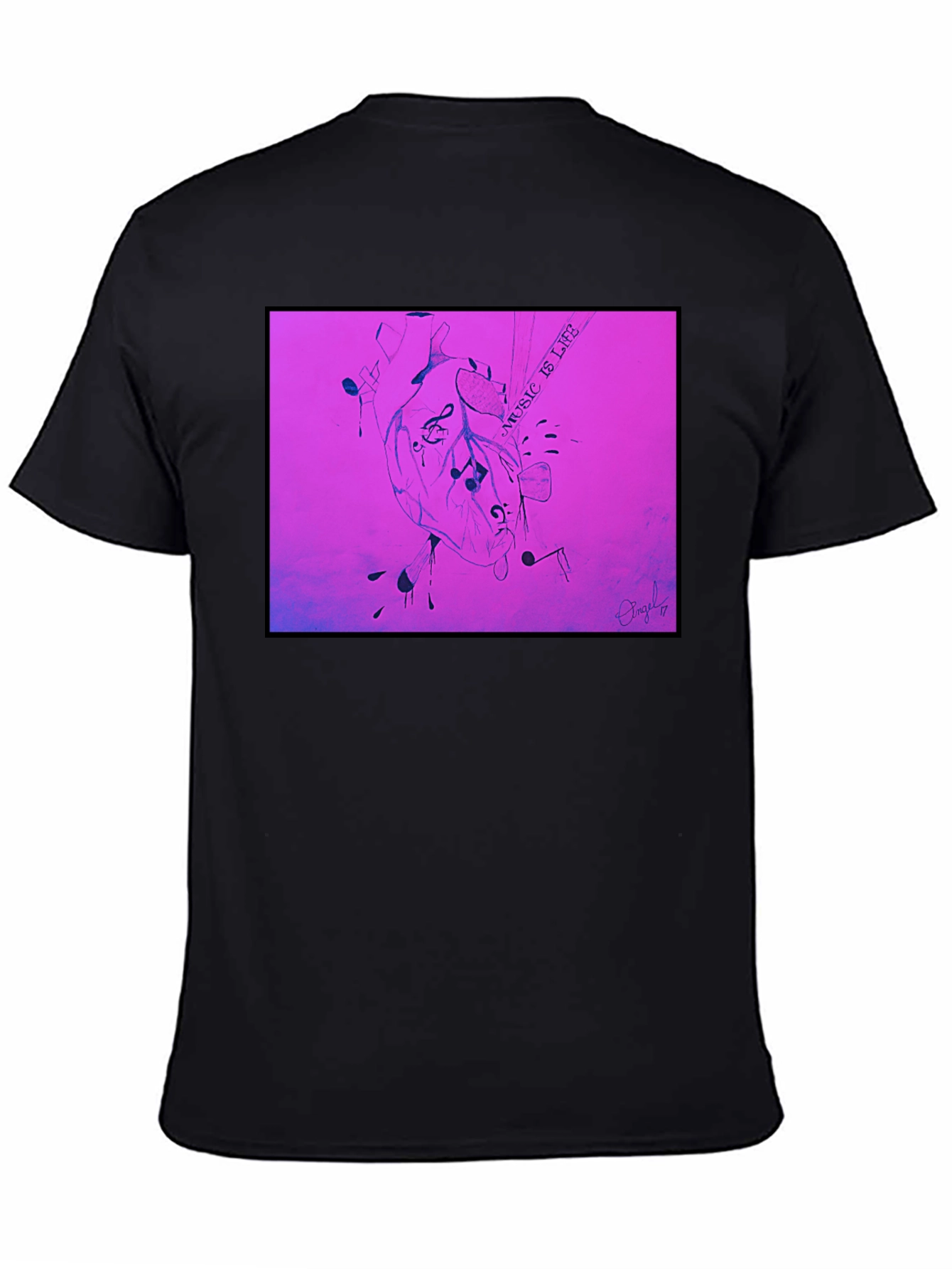 Black Music is Life Heart Graphic T-Shirt view 4