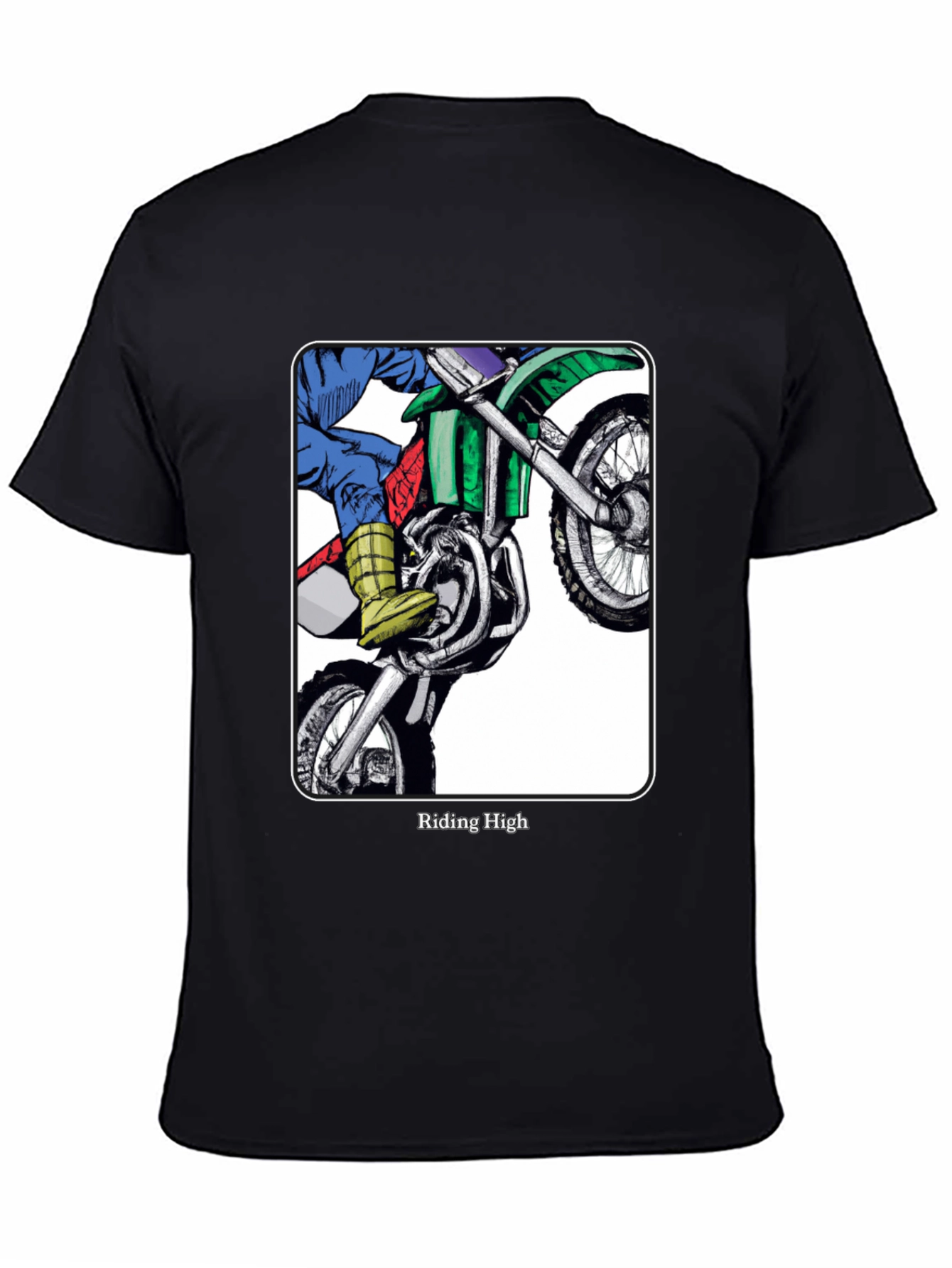 Black Riding High Motorcycle Graphic Tee - Black view 4