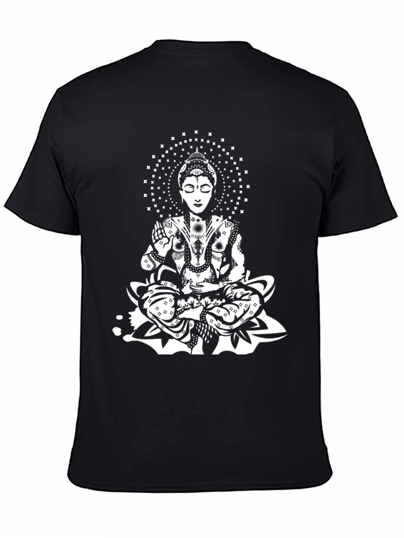 Black Buddha Graphic Print Black T-Shirt view 4