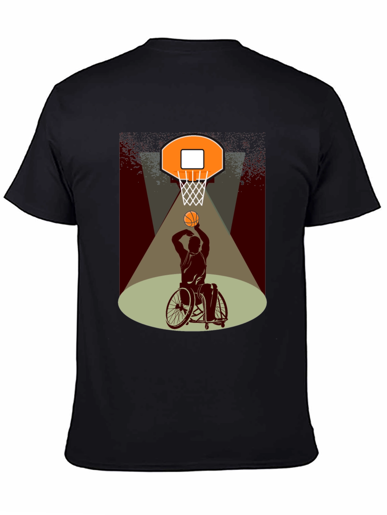 Black Wheelchair Basketball Graphic T-Shirt view 4