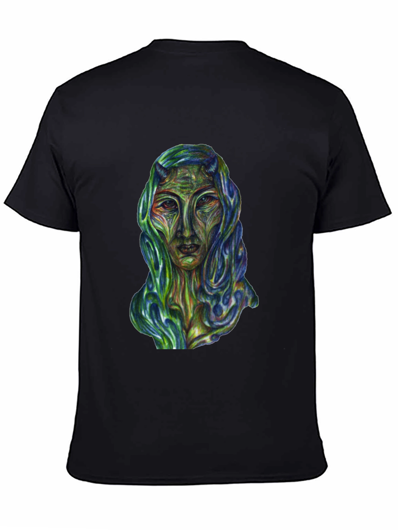 Black Surreal Alien Art Graphic T-Shirt - Black view 4