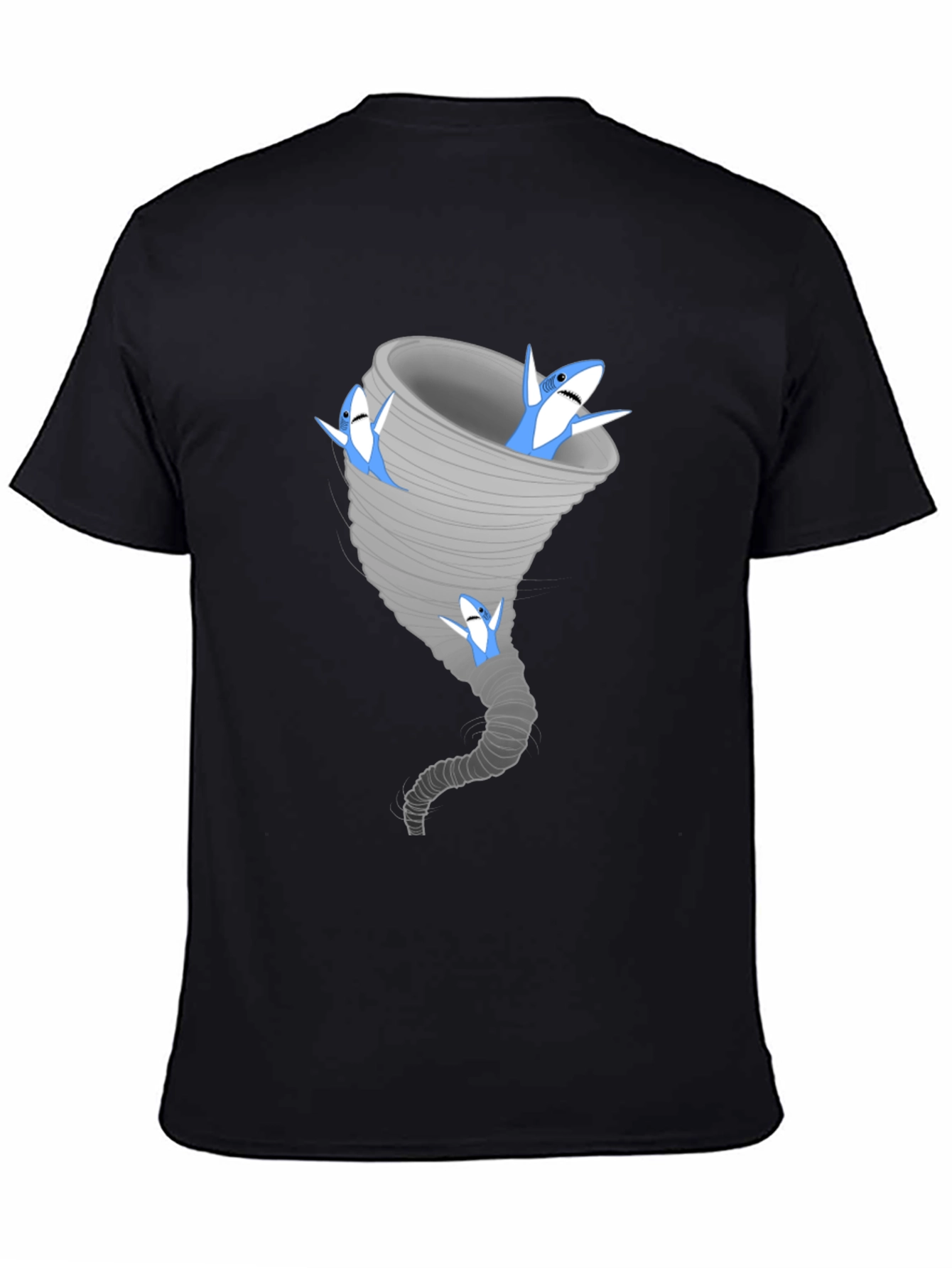 Black Sharknado Black Tee - Funny Shark Tornado Graphic T-Shirt view 4