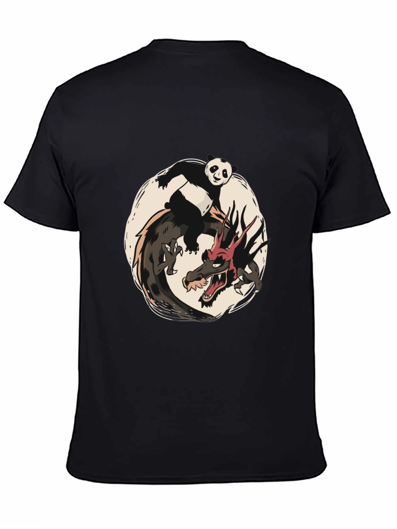 Black Panda and Dragon Graphic Tee - Unique Design view 4