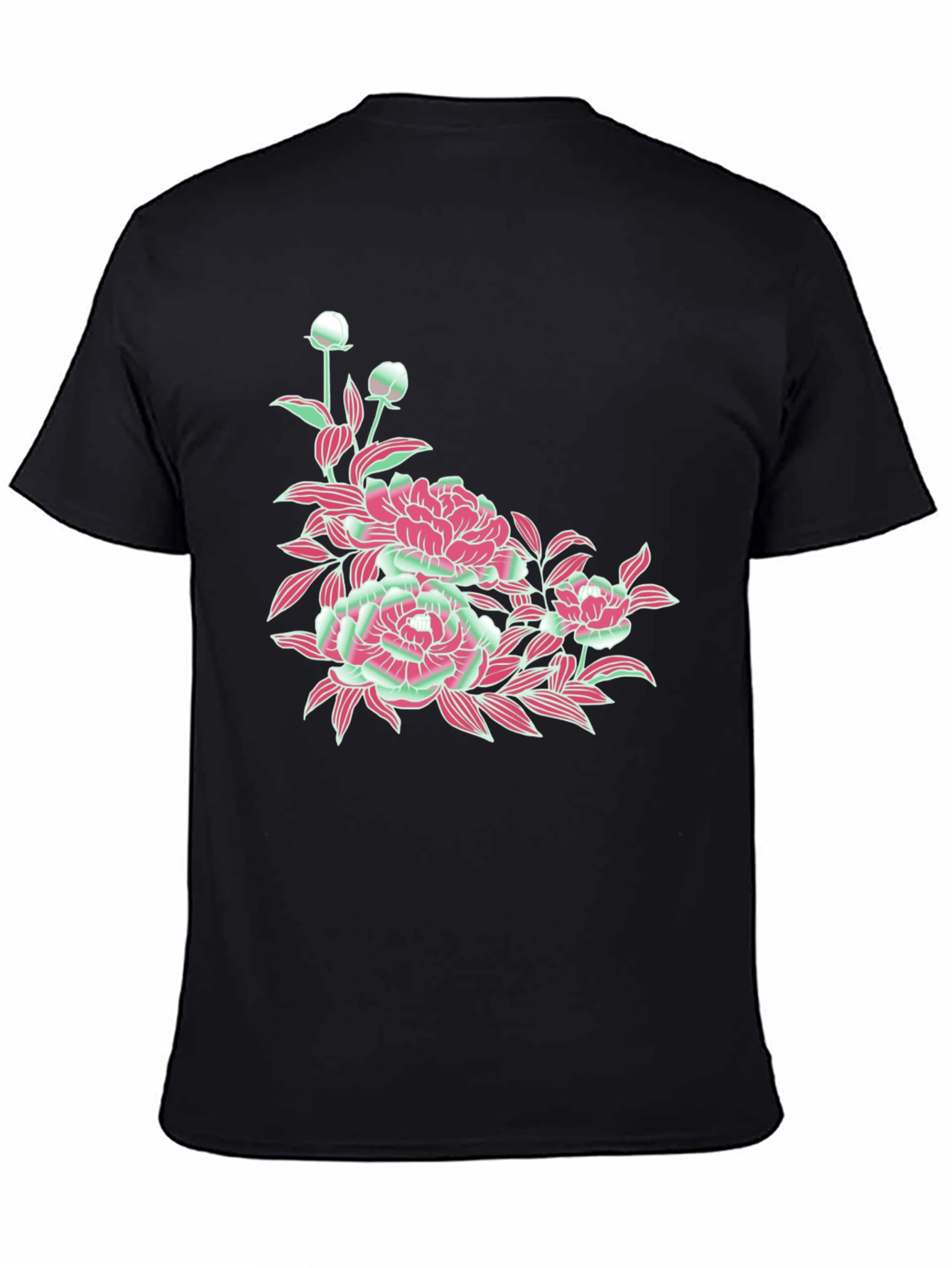 Black Floral Graphic Print Black T-Shirt view 4