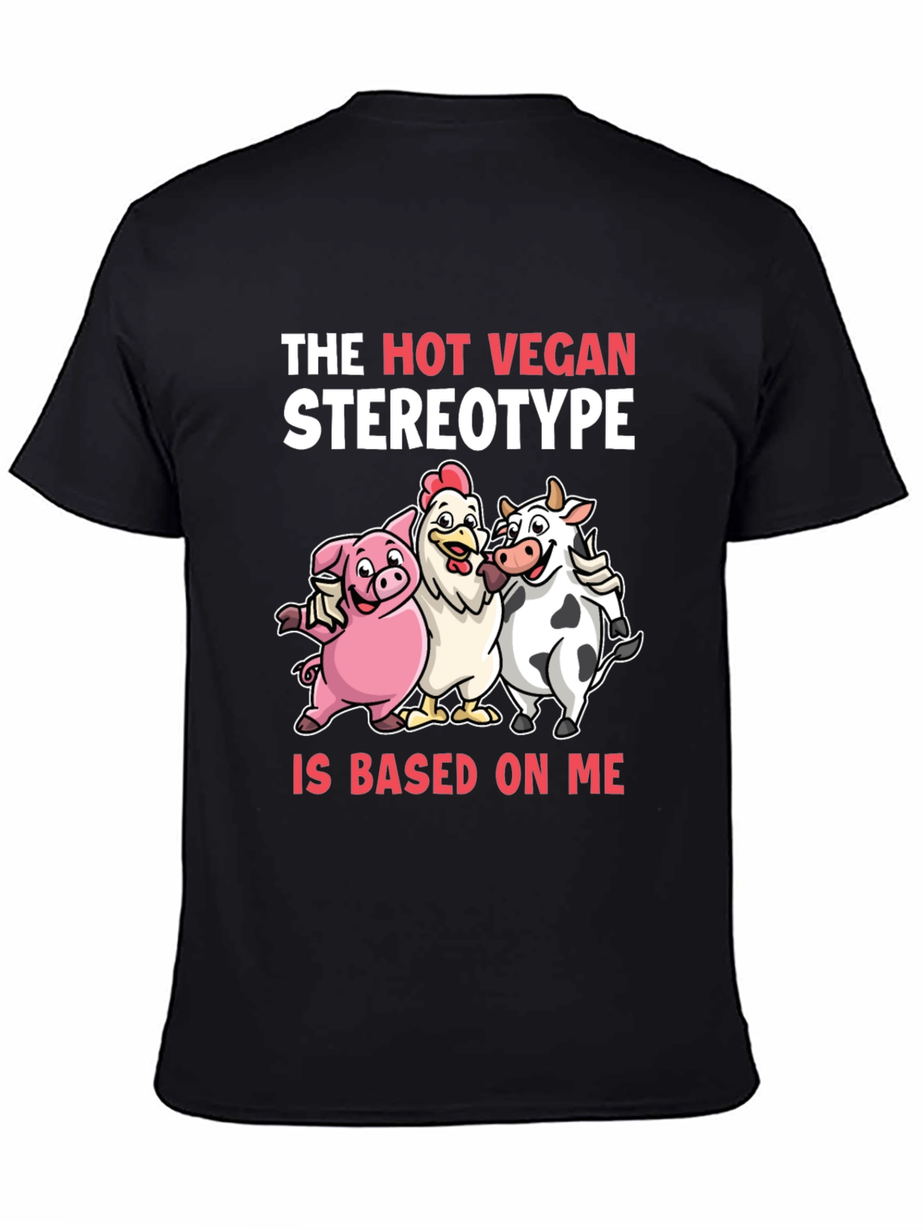Black The Hot Vegan Stereotype Graphic T-Shirt view 4