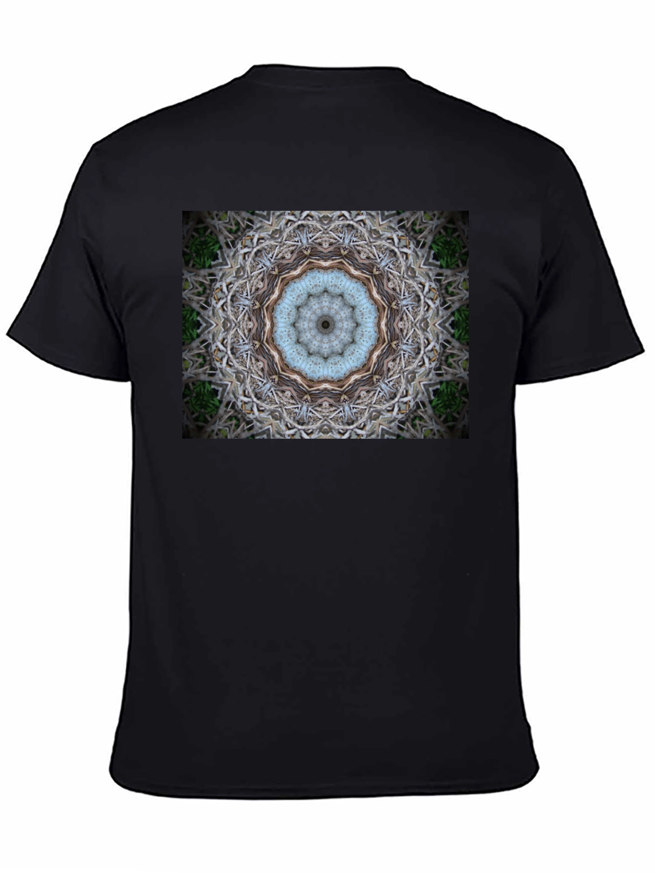 Black Abstract Mandala Print Black T-Shirt view 4