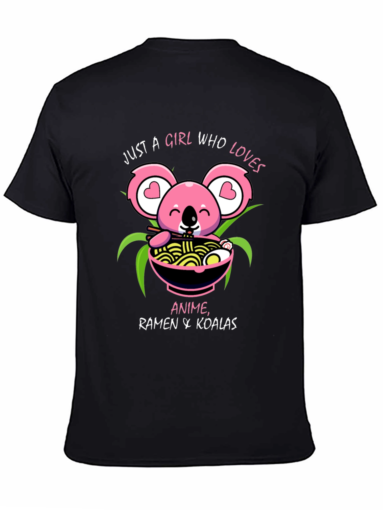 Black Anime Ramen Koala T-Shirt view 4