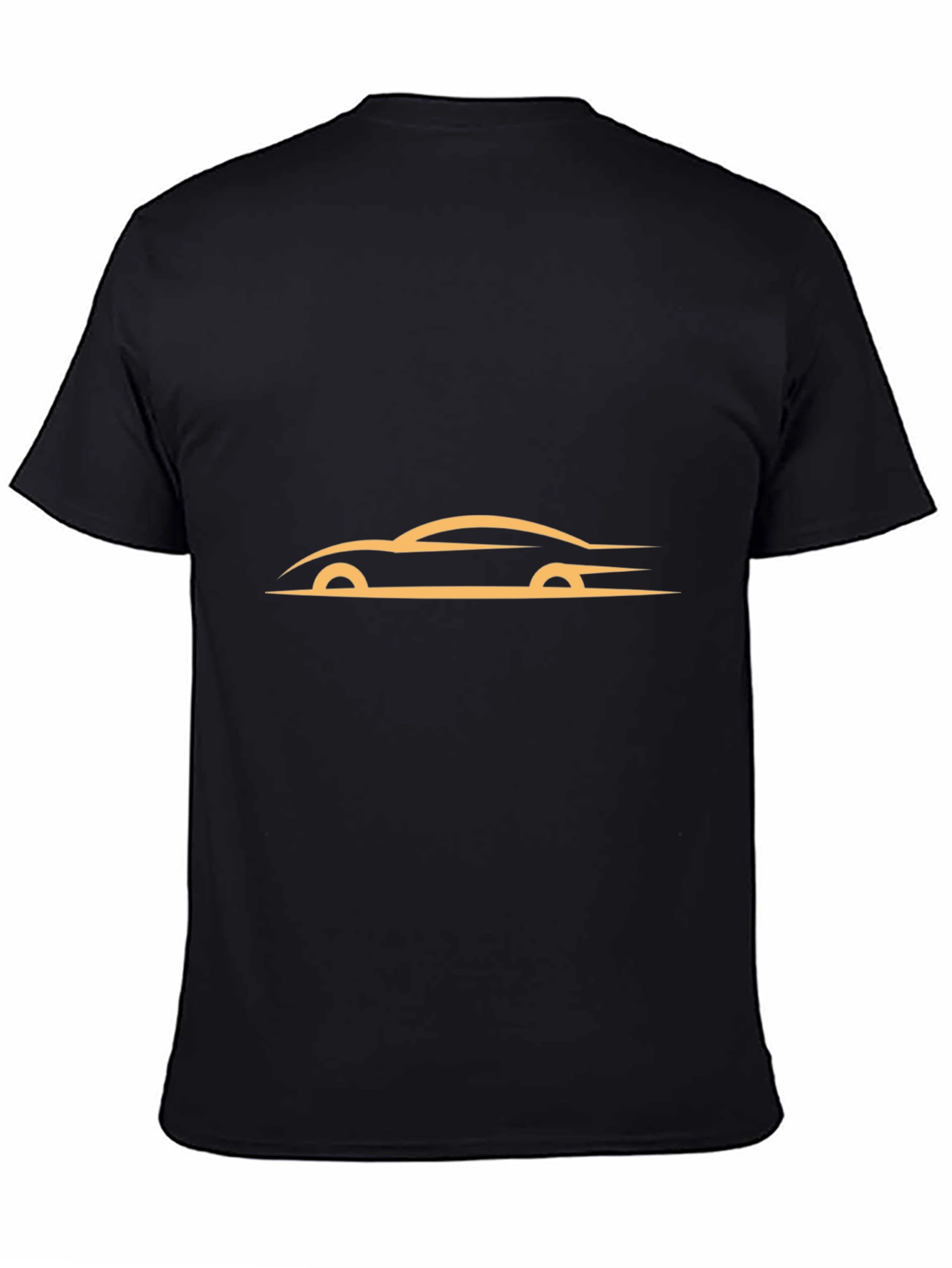 Black Sleek Black T-Shirt with Abstract Car Design view 4