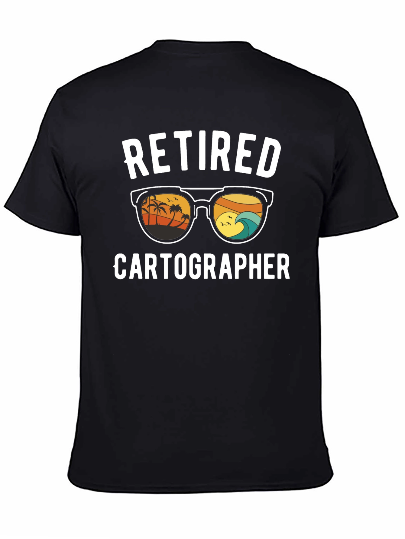 Black Retired Cartographer Graphic T-Shirt view 4