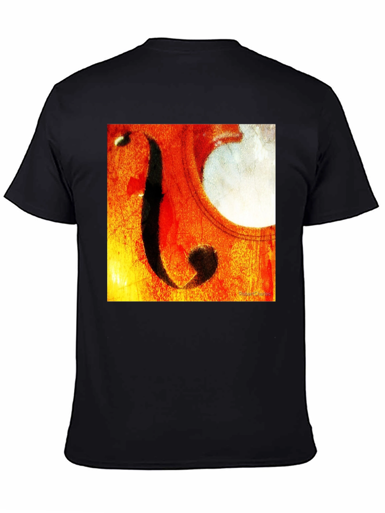 Black Abstract Cello F-Hole Graphic T-Shirt view 4