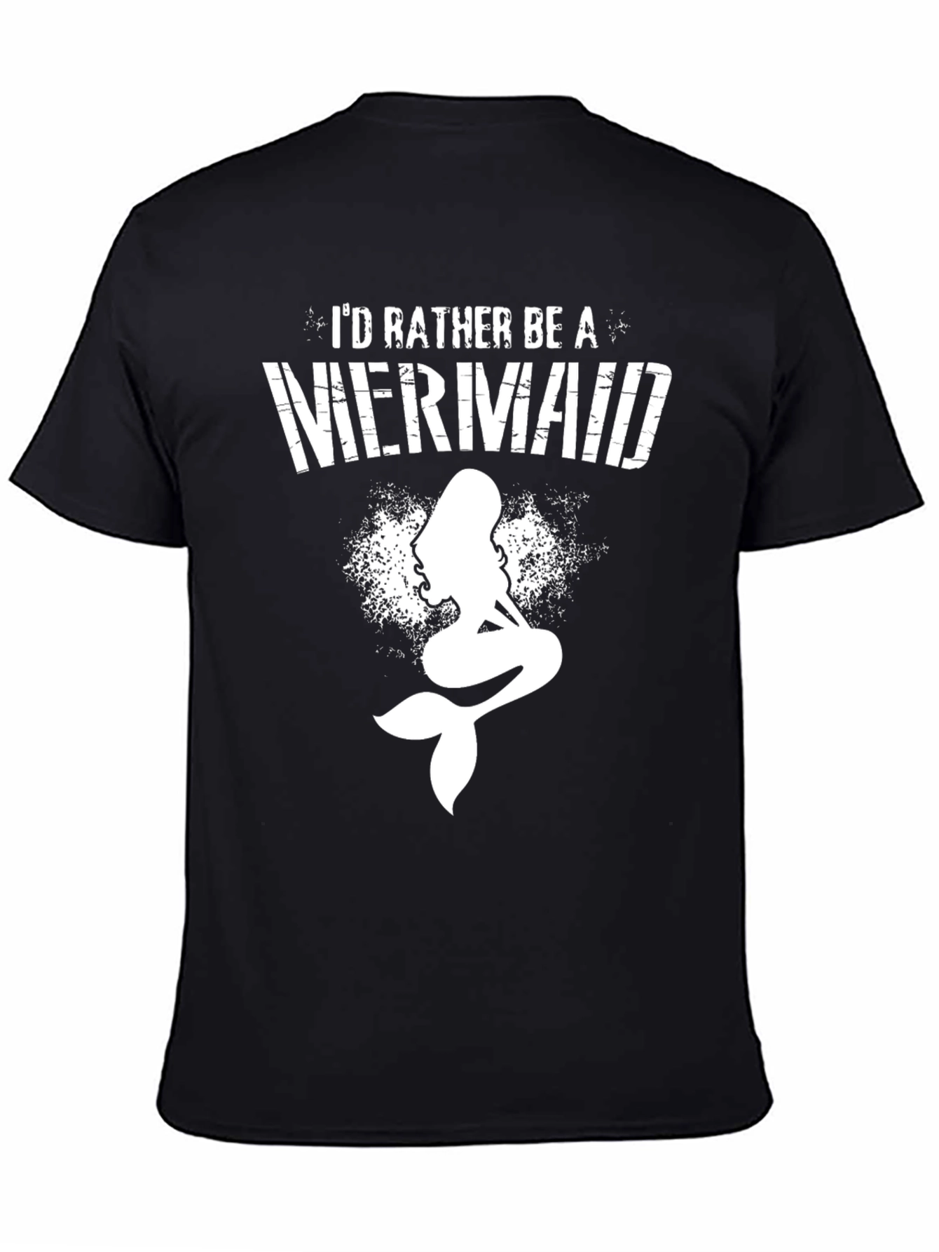 Black I'd Rather Be A Mermaid Black T-Shirt view 4