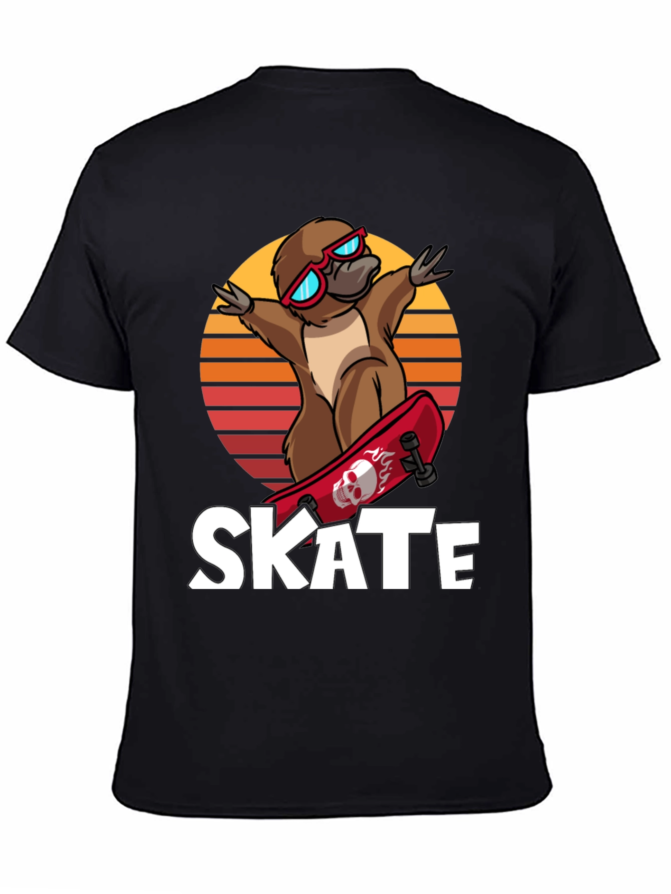 Black Skateboarding Platypus T-Shirt - Cool Graphic Tee view 4