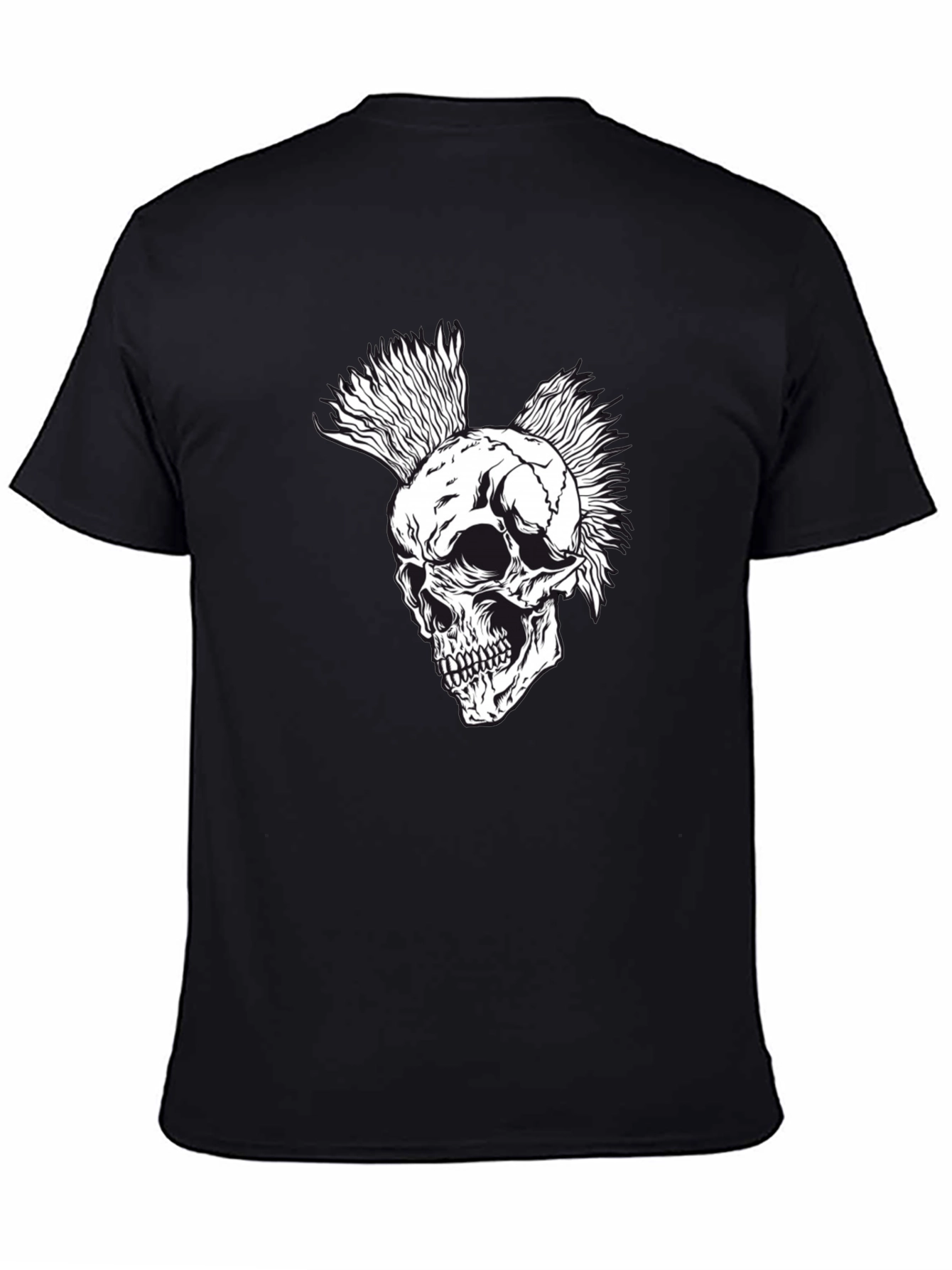 Black Punk Rock Skull T-Shirt - Black view 4