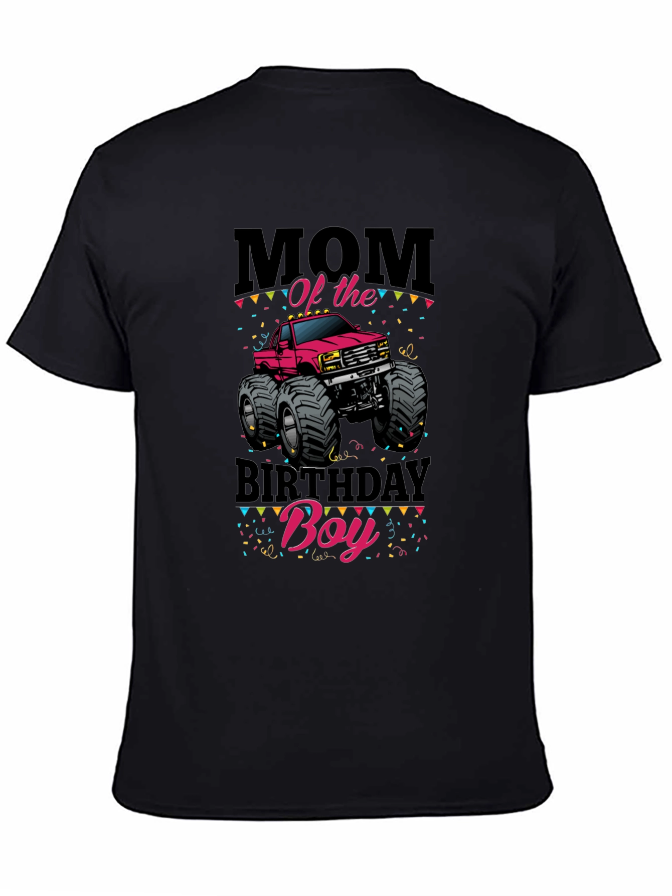 Black Mom of the Birthday Boy Monster Truck T-Shirt view 4