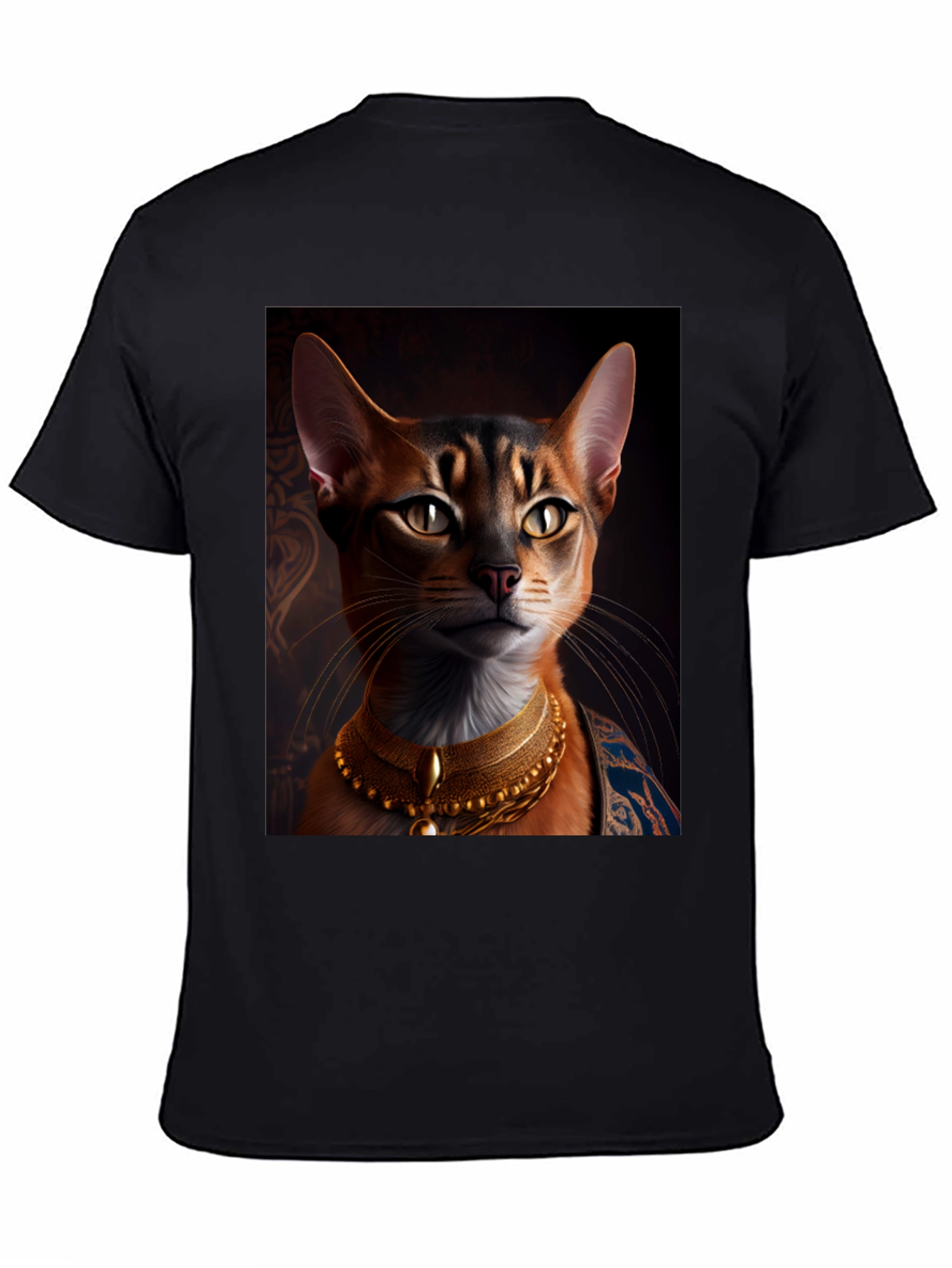 Black Royal Cat Graphic Tee - Black Cotton T-Shirt view 4