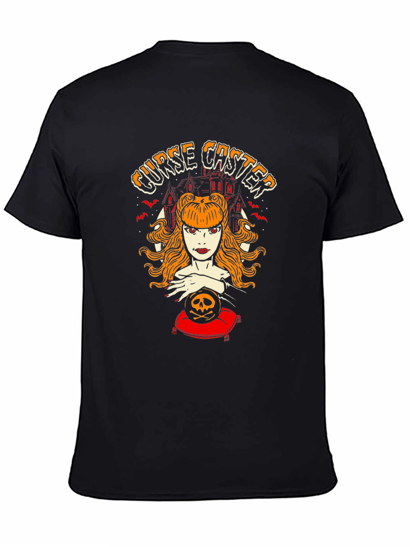 Black Curse Caster Graphic T-Shirt - Halloween Witch Tee view 4