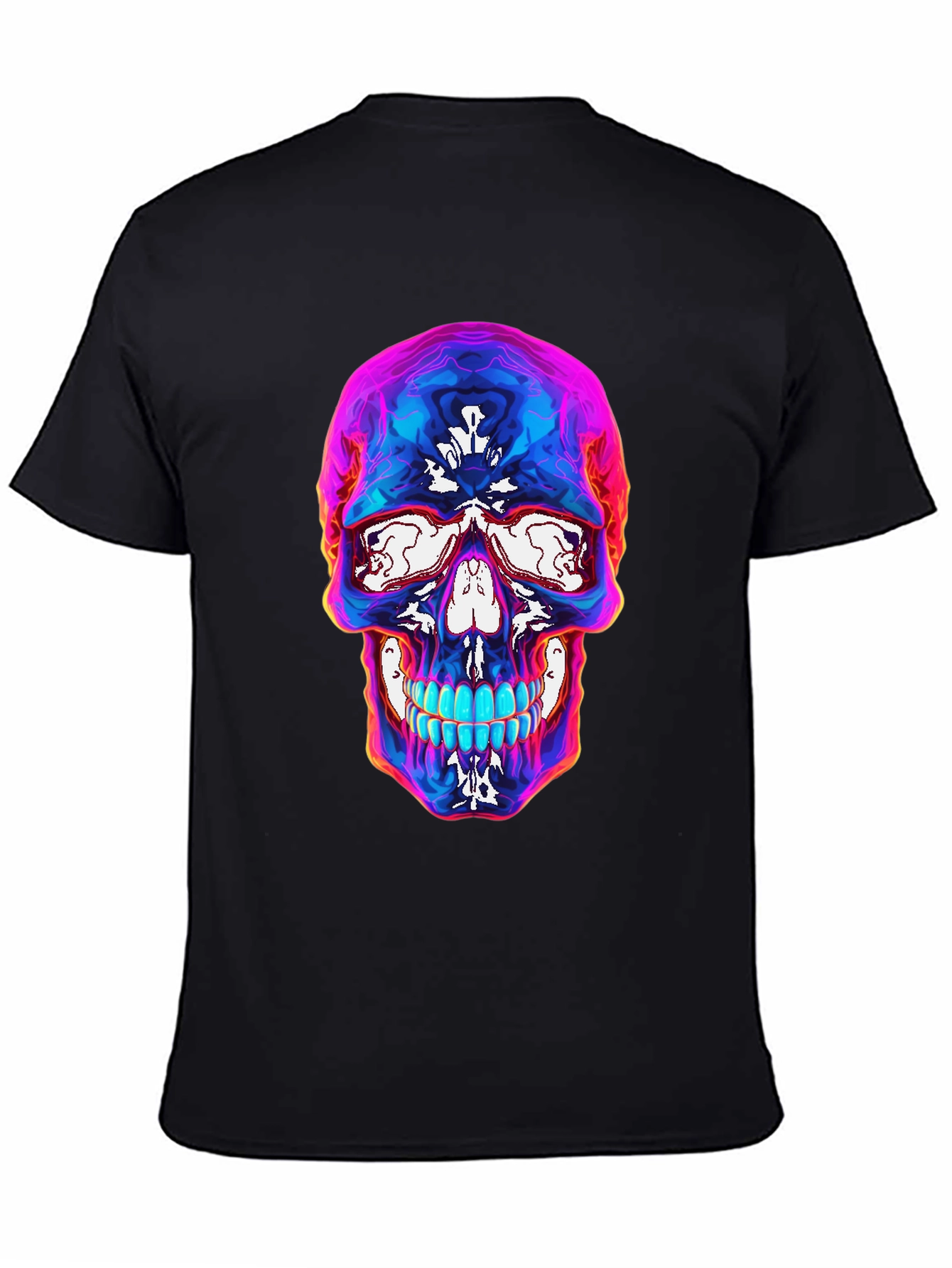 Black Psychedelic Skull Graphic T-Shirt - Black view 4