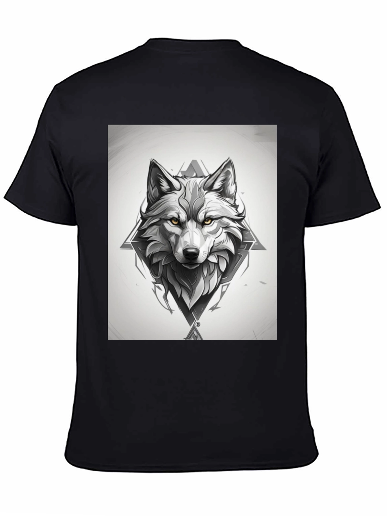 Black Wolf Graphic Print Black T-Shirt view 4