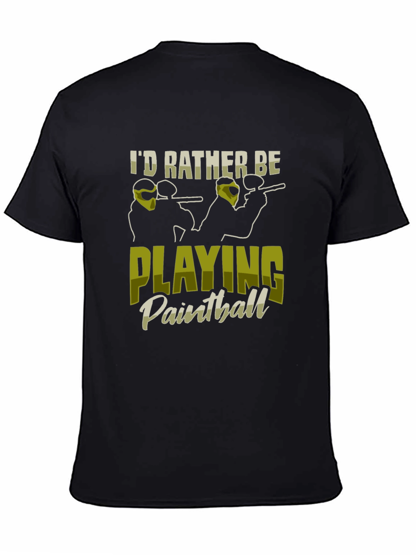 Black I'd Rather Be Playing Paintball Black T-Shirt view 4