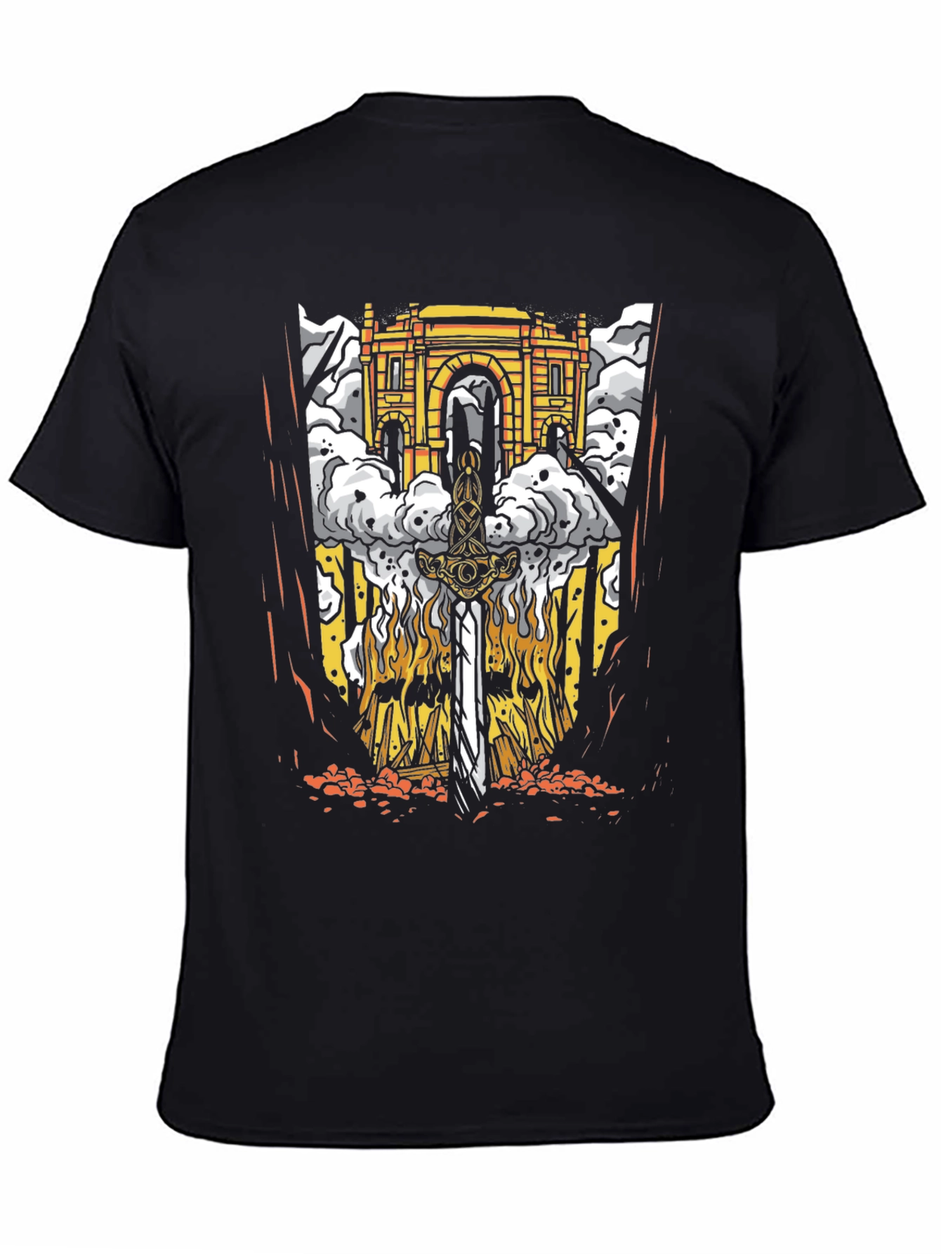 Black Sword & Gateway Graphic Tee - Men's Black T-Shirt view 4