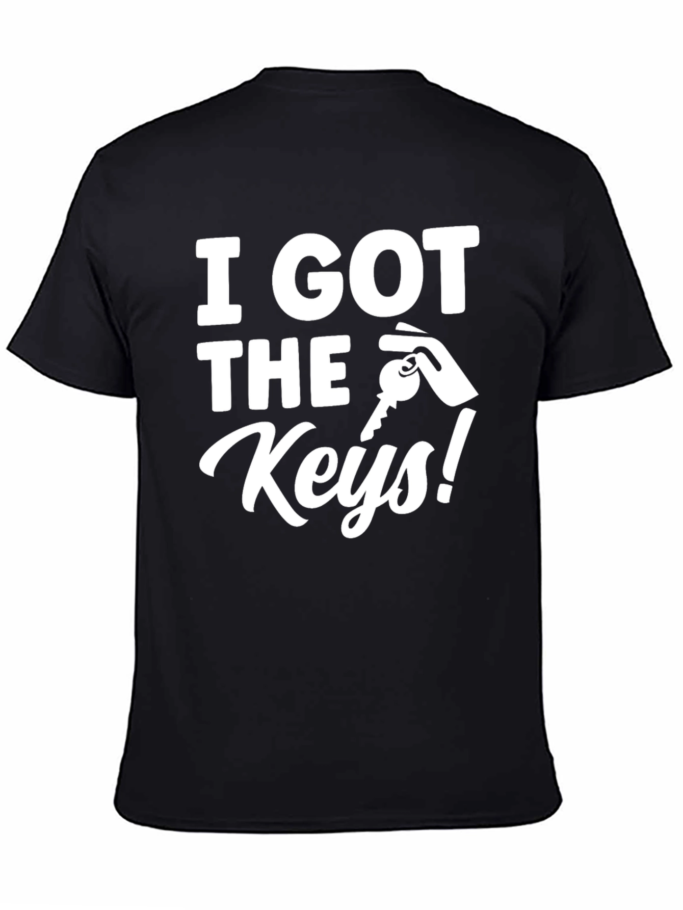 Black I Got The Keys Graphic T-Shirt - Black Cotton Tee view 4