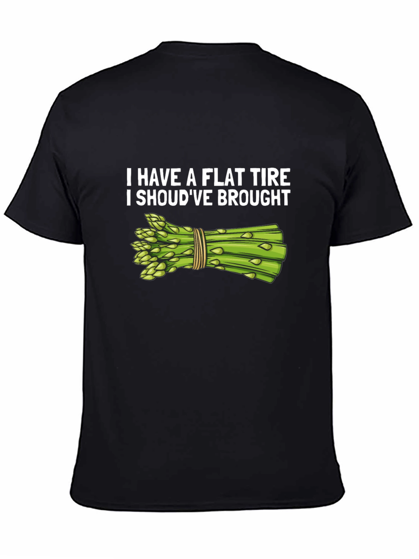 Black Flat Tire Asparagus Humor T-Shirt view 4