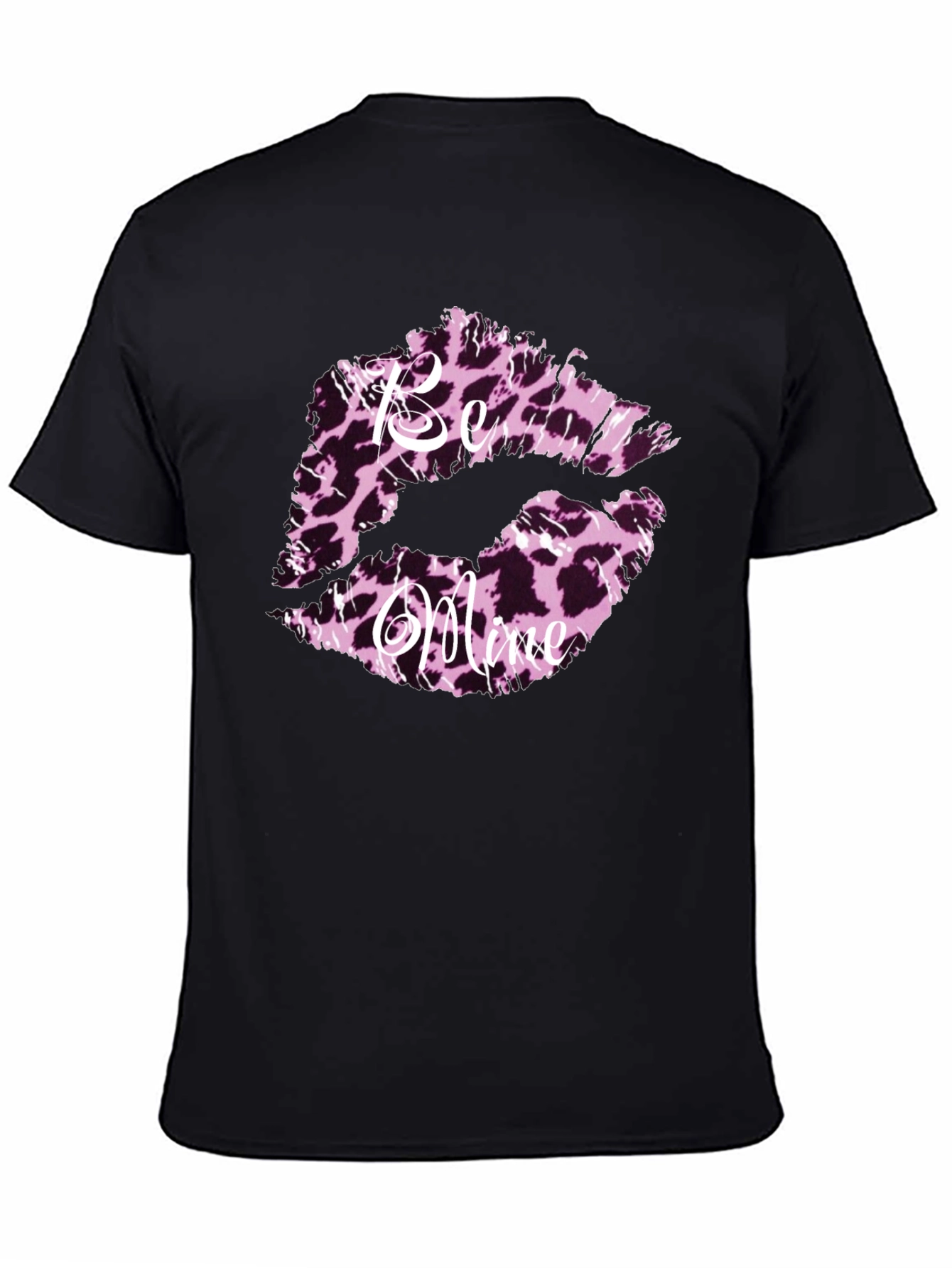 Black Be Mine Leopard Print Lips Graphic Tee view 4
