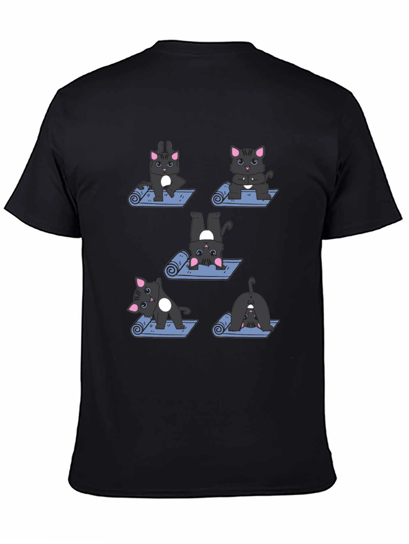 Black Yoga Cat T-Shirt - Funny Cartoon Tee view 4