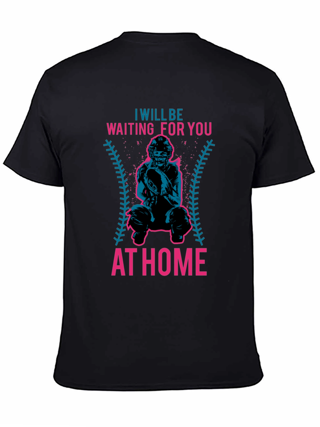 Black Waiting For You At Home Baseball T-Shirt view 4
