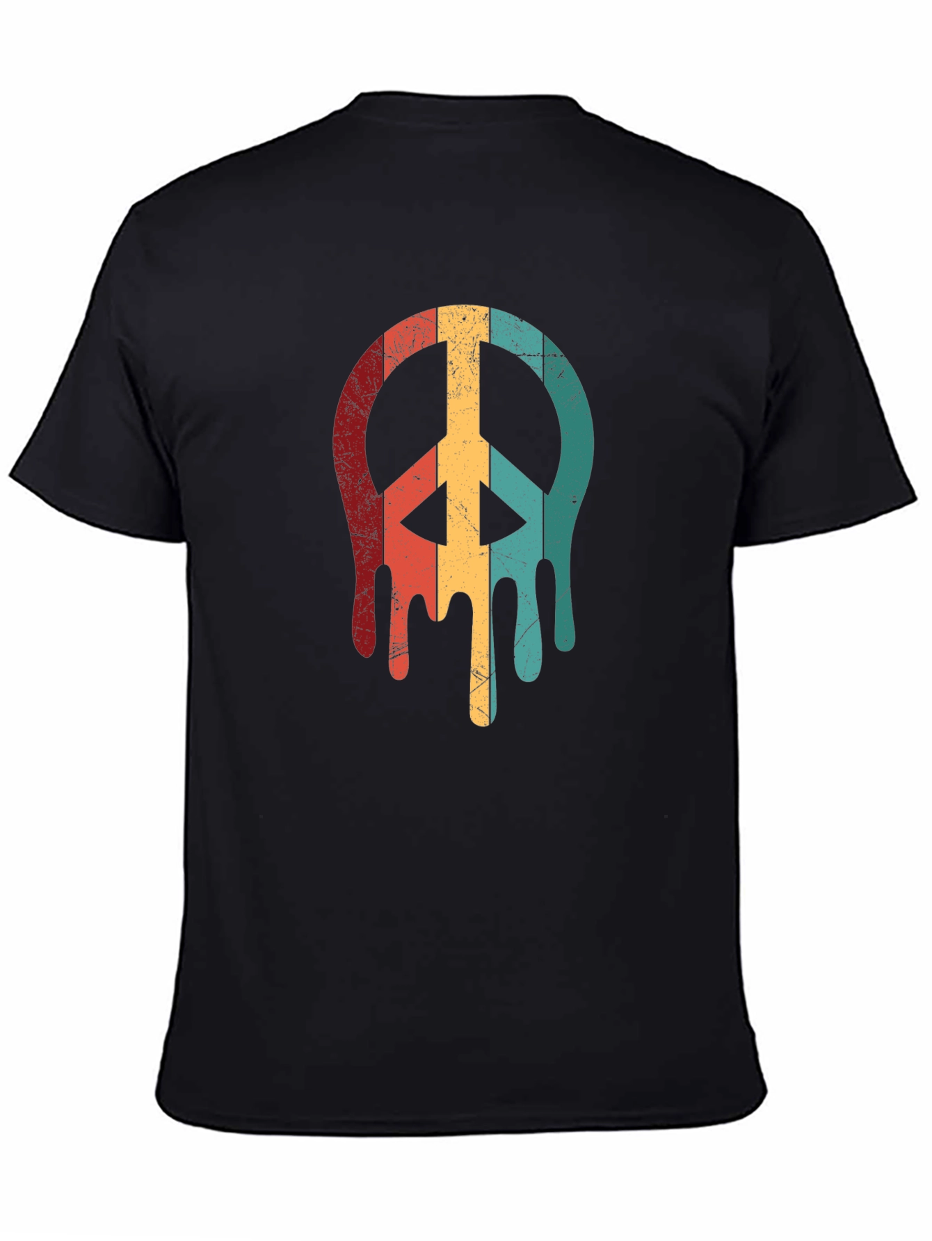 Black Retro Drip Peace Sign Graphic Tee - Black view 4