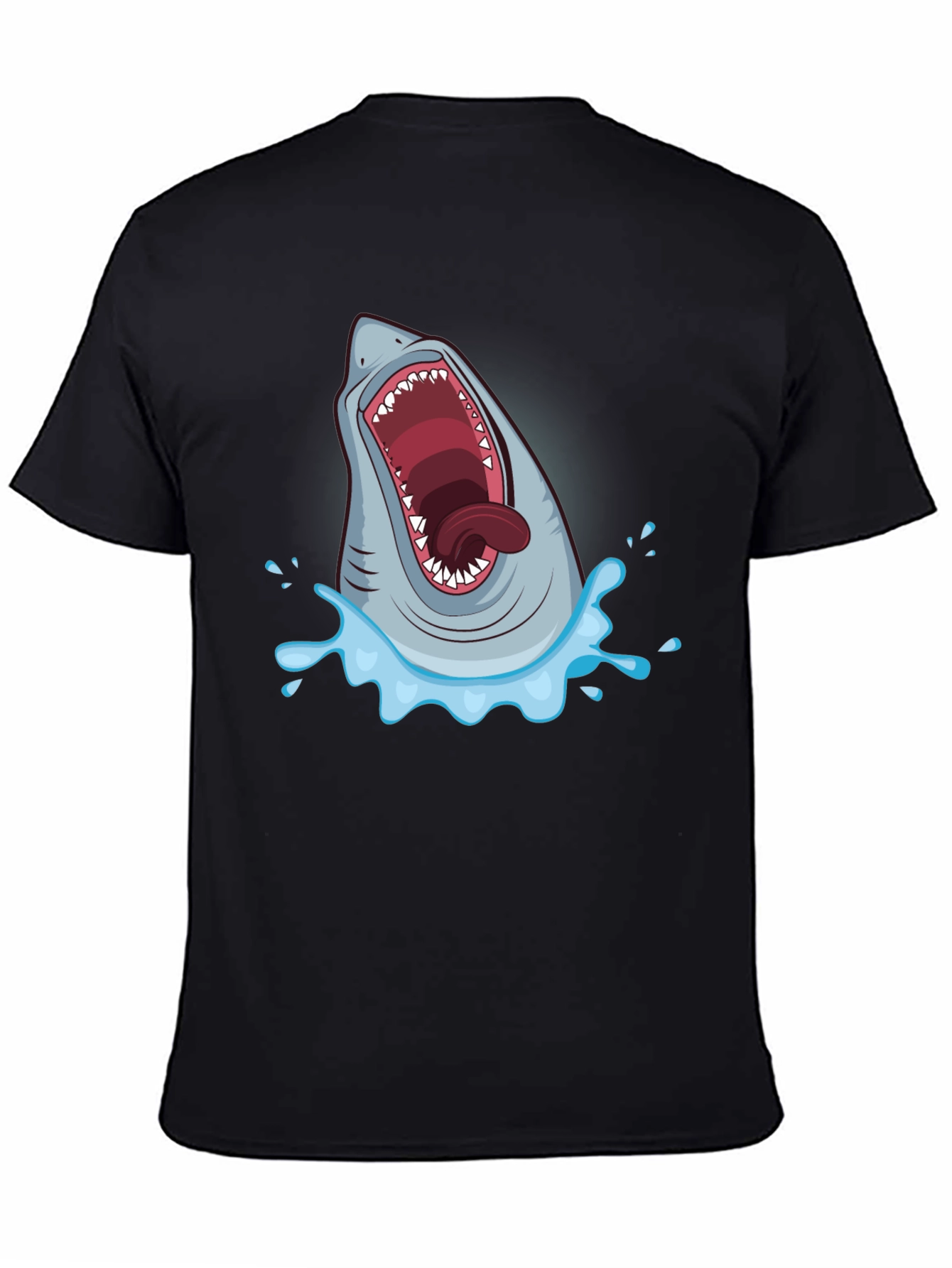 Black Shark Attack Graphic Tee - Men's Black T-Shirt view 4