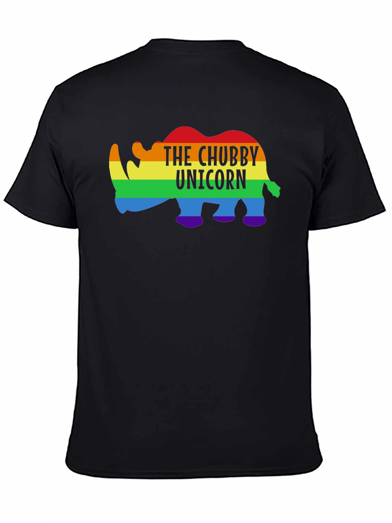 Black Chubby Unicorn Rainbow Graphic Tee view 4