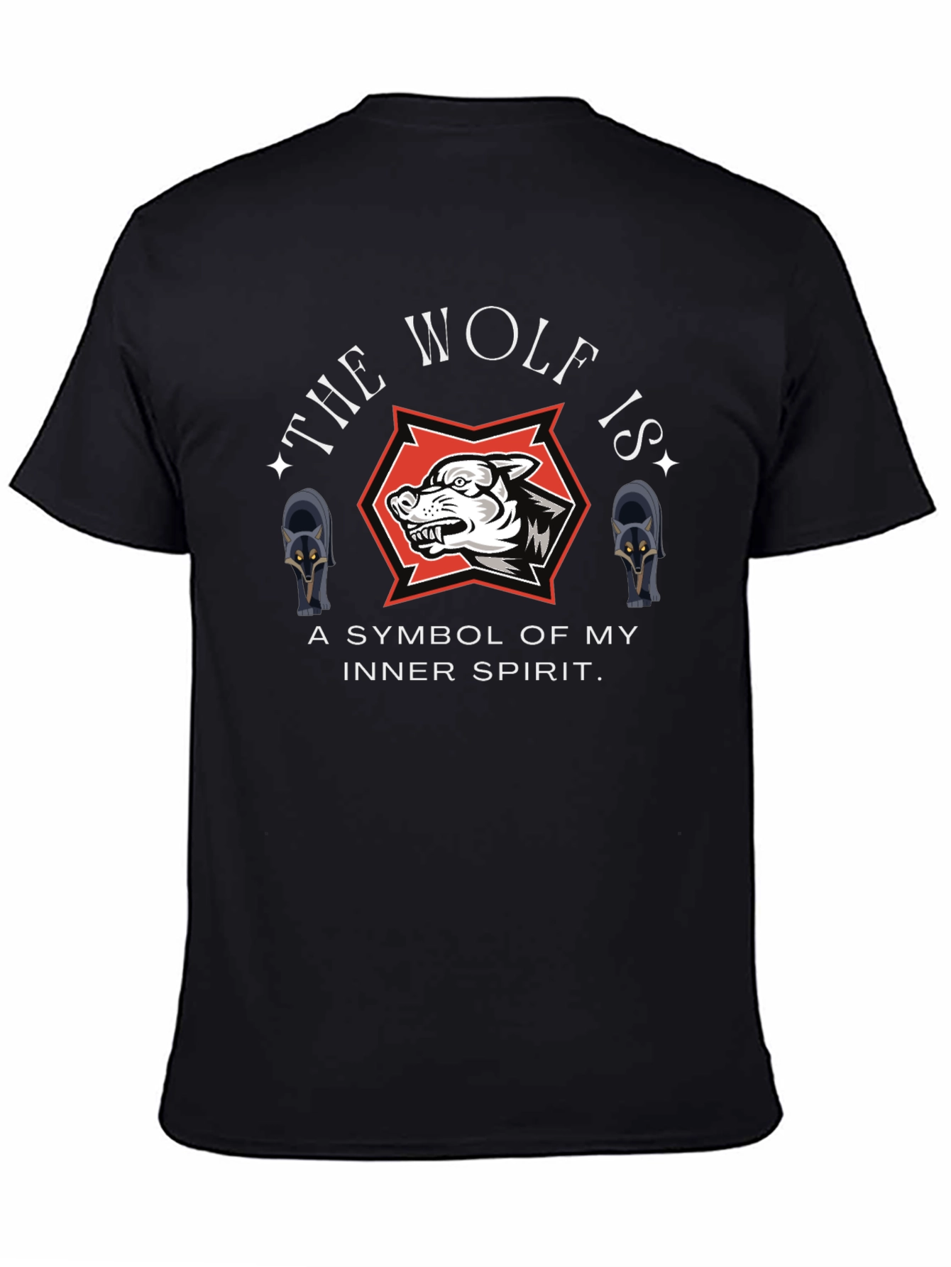 Black The Wolf Is My Inner Spirit Graphic T-Shirt view 4
