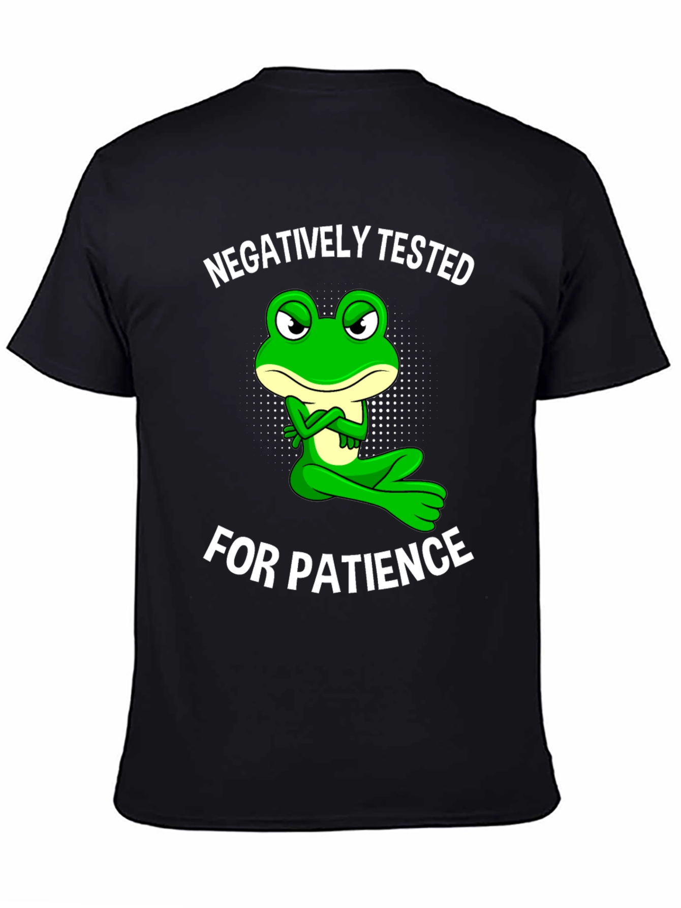 Black Negatively Tested for Patience Frog Graphic Tee view 4