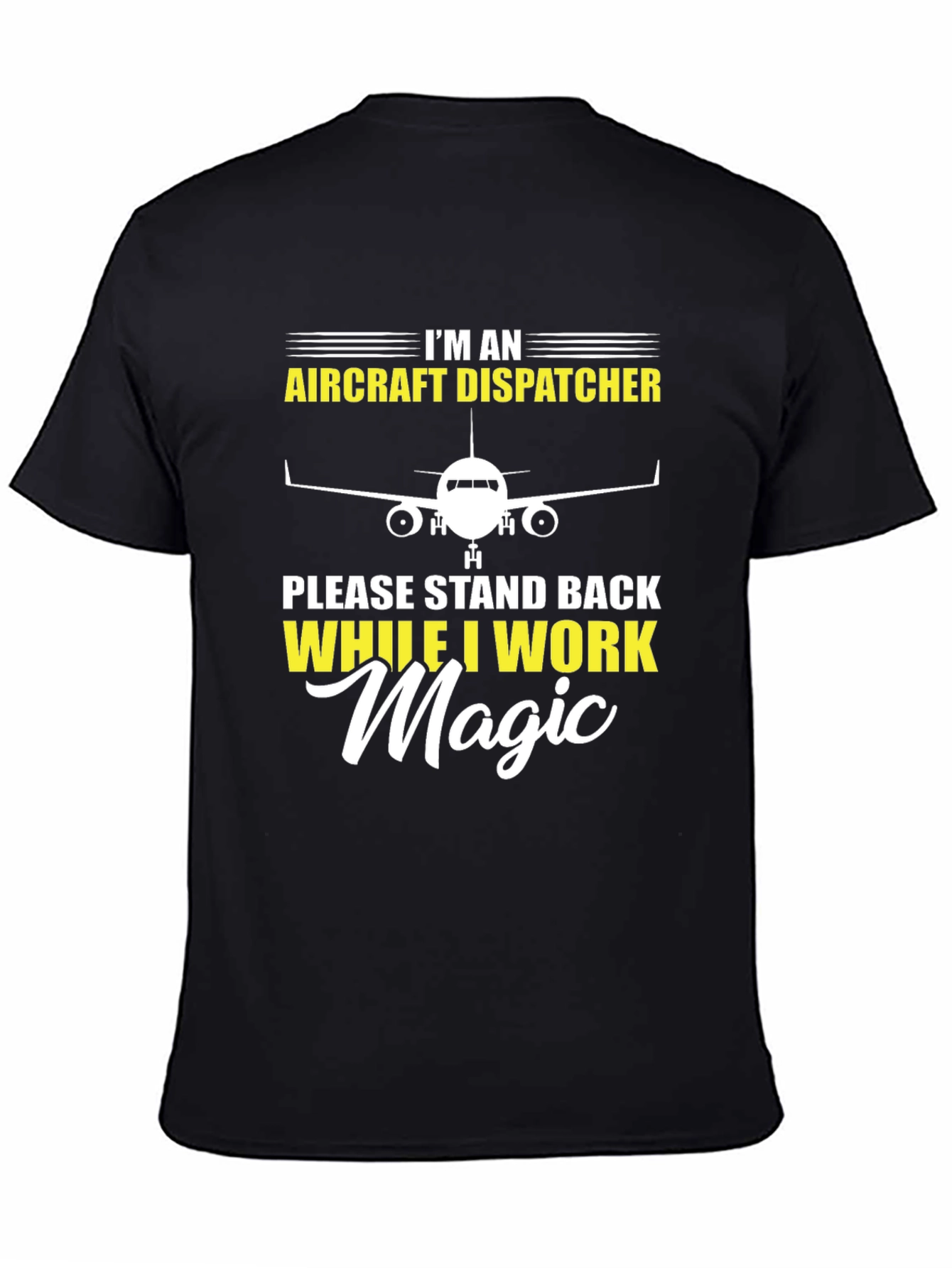 Black Aircraft Dispatcher T-Shirt, Magic Work Tee view 4