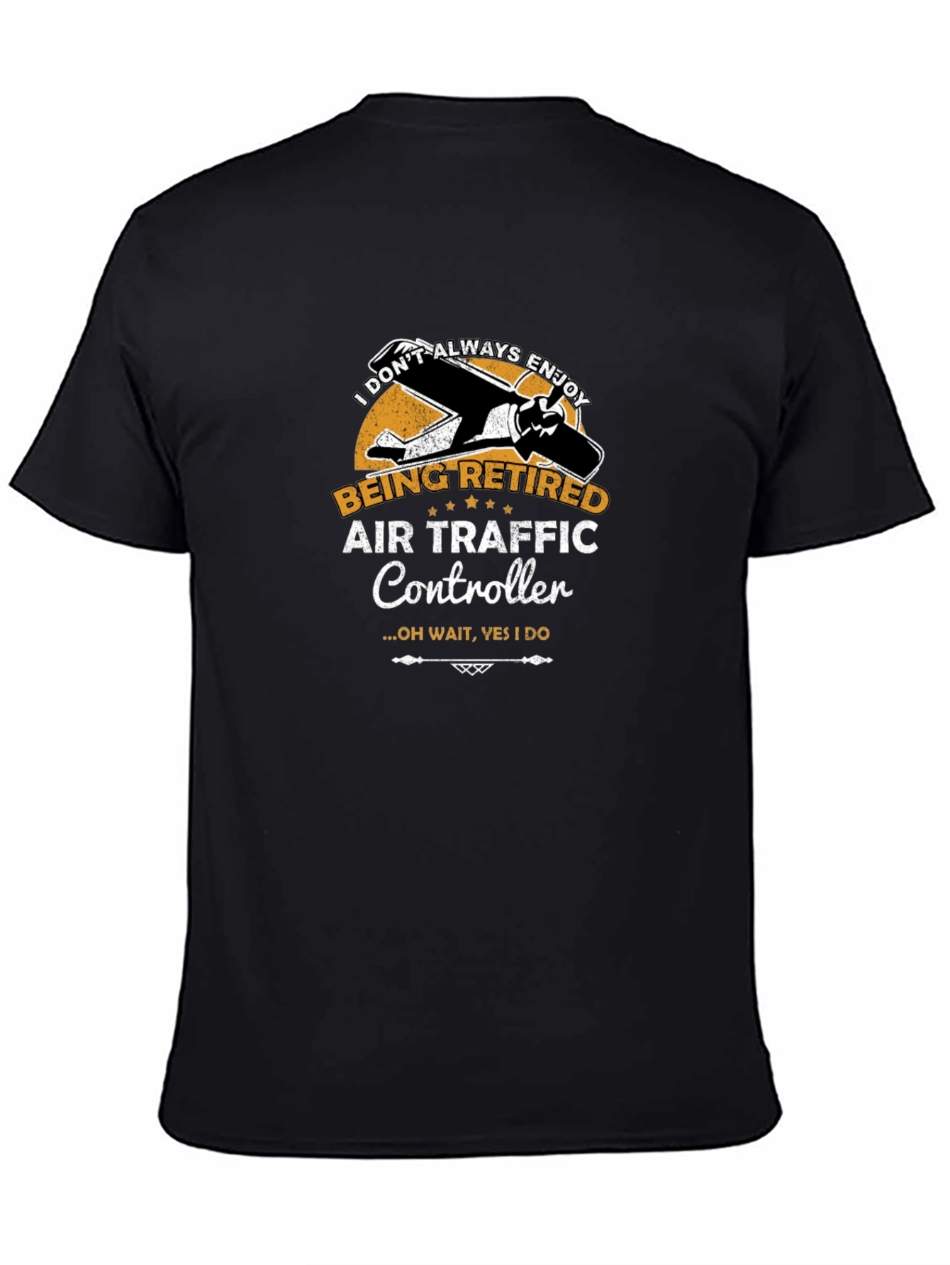 Black Retired Air Traffic Controller T-Shirt view 4