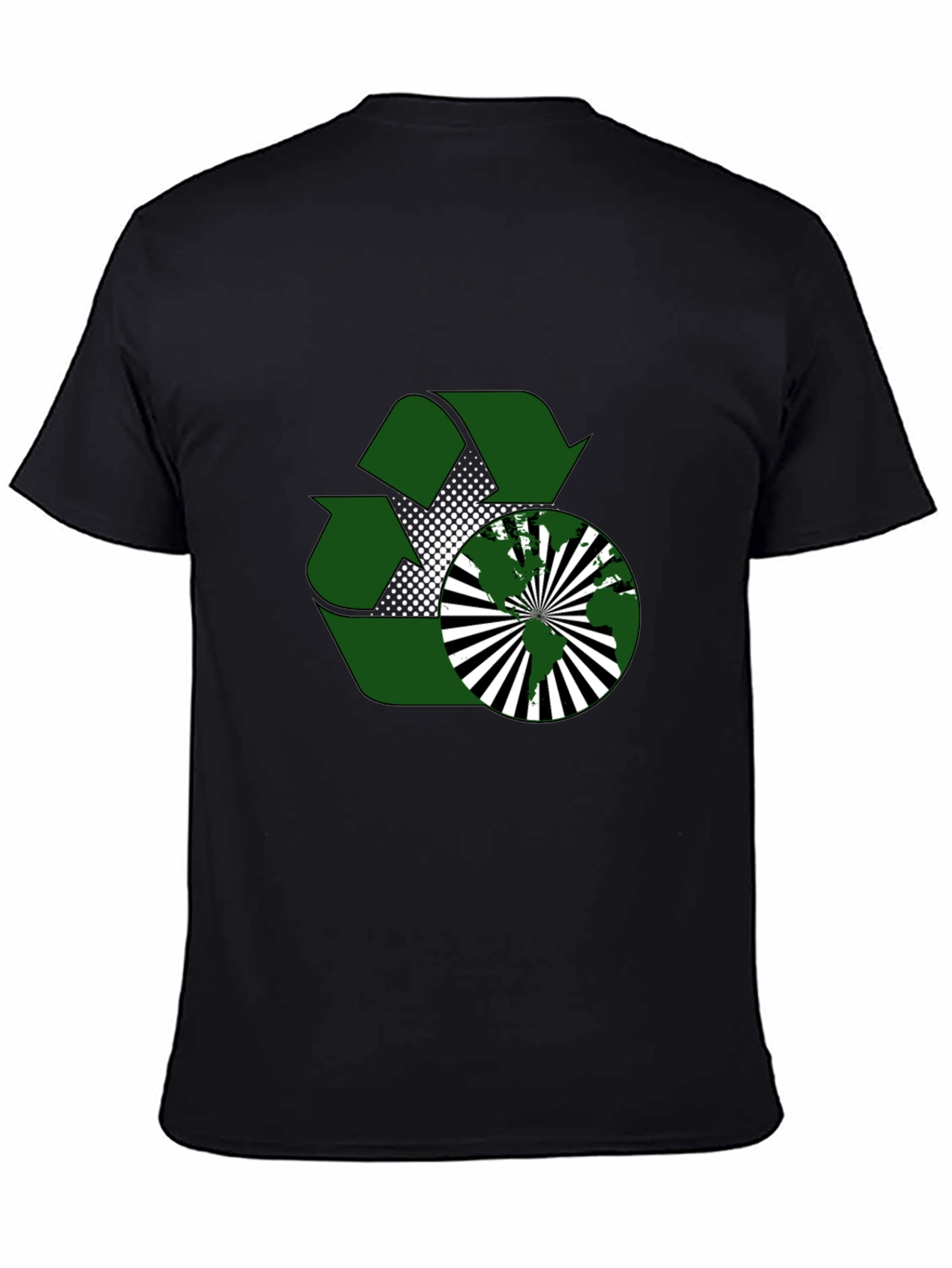 Black Eco-Friendly Recycle Design T-Shirt view 4