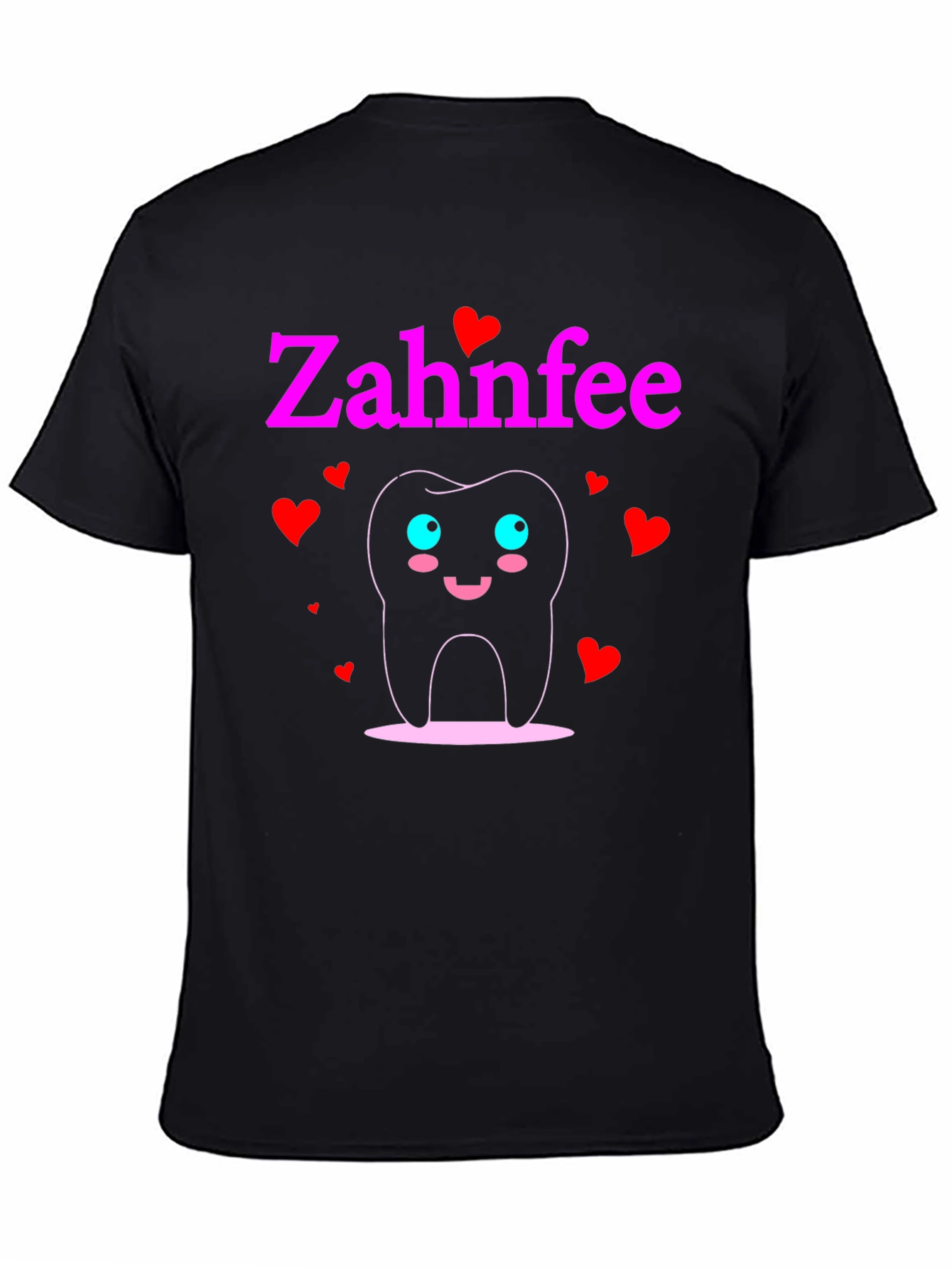 Black Zahnfee Cartoon Tooth T-Shirt - Dental Fairy Tee view 4