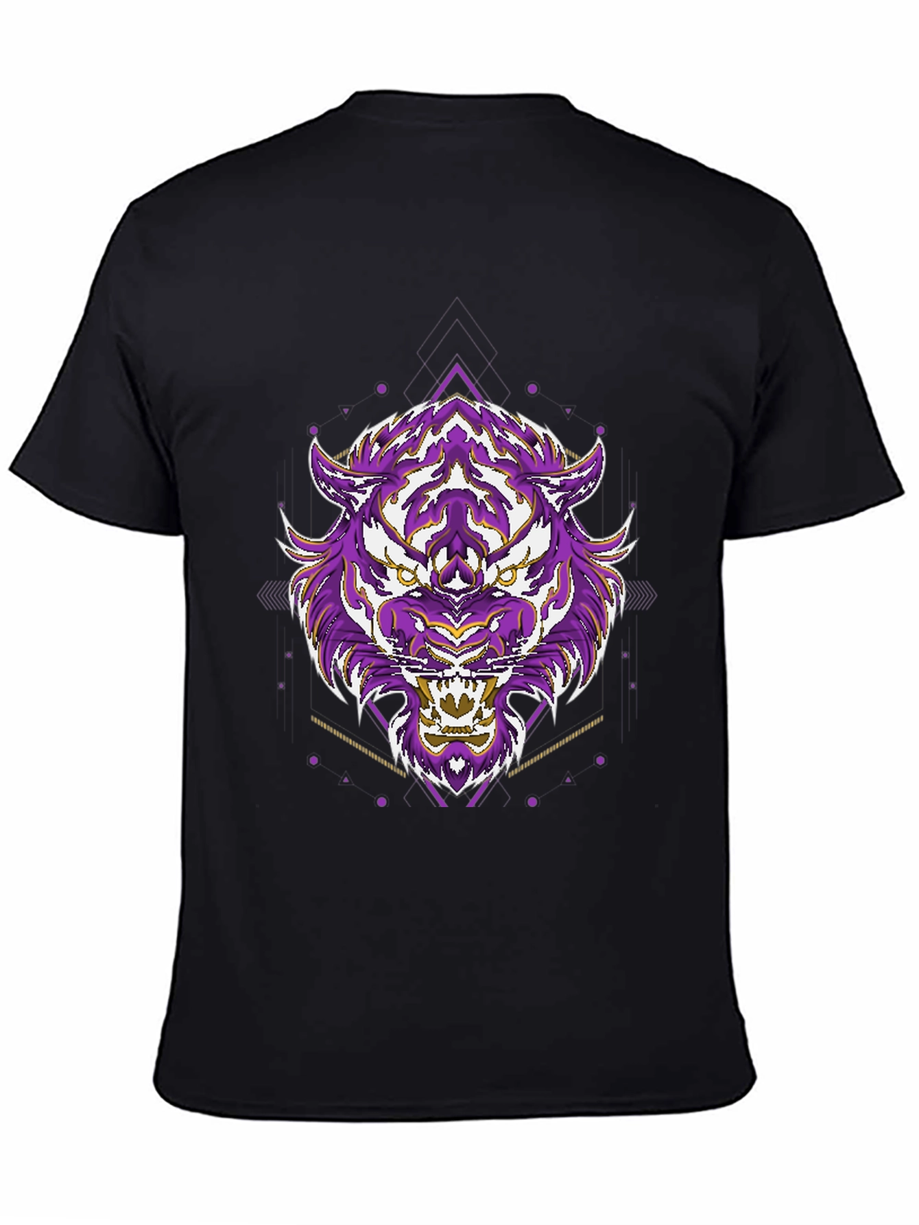 Black Geometric Tiger Graphic Tee - Cool Streetwear view 4