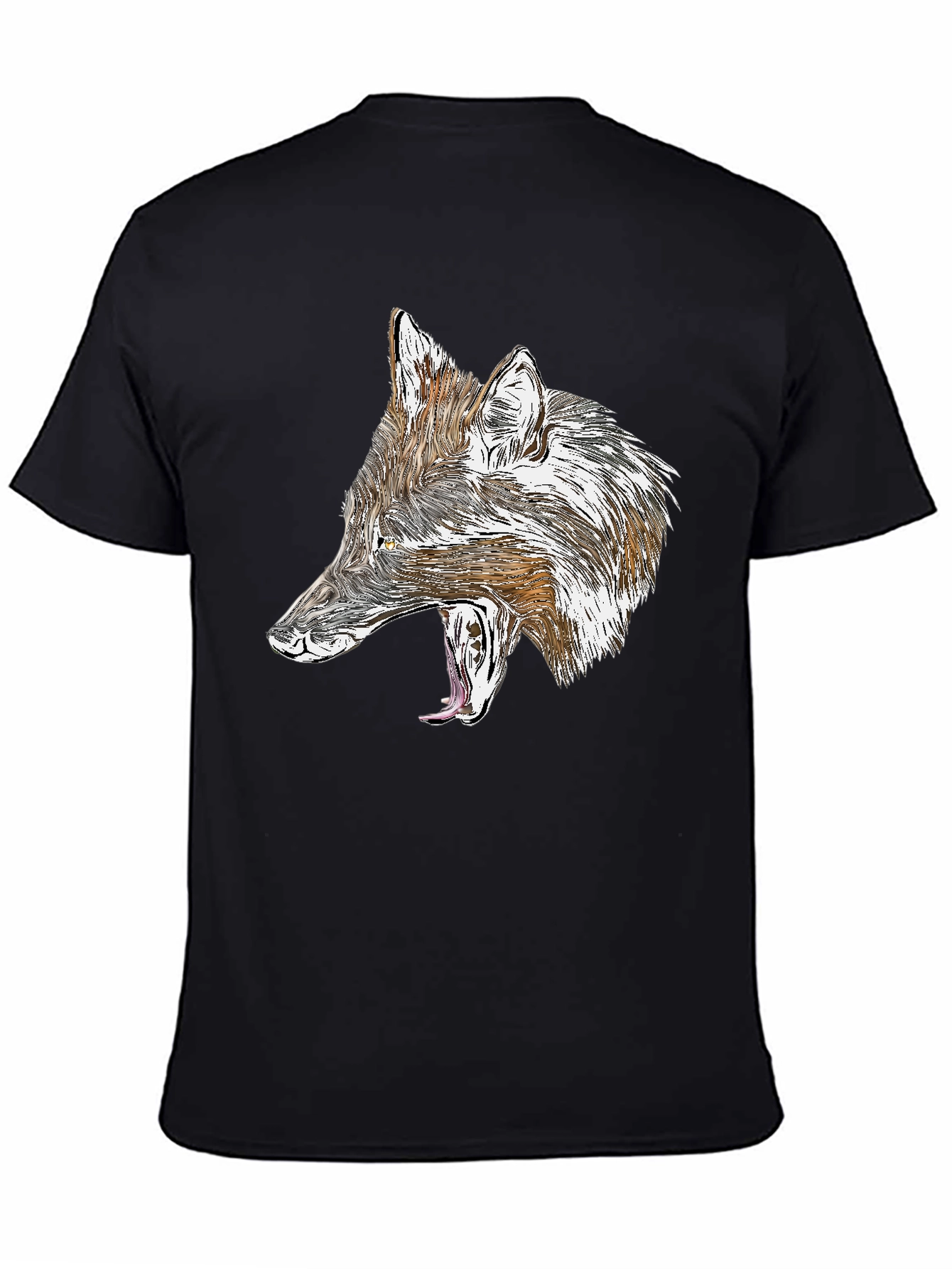 Black Wolf Graphic Black T-Shirt - Fierce Animal Design view 4