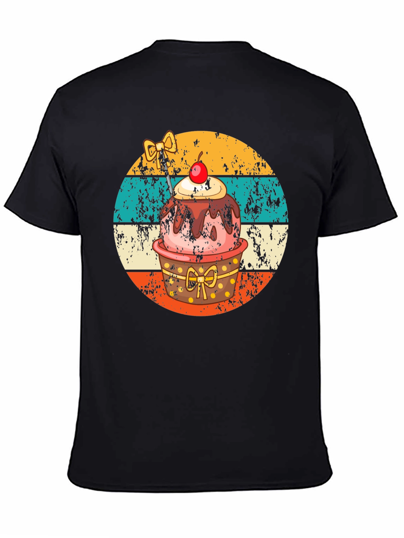 Black Retro Cupcake T-Shirt - Sweet Treat Design view 4