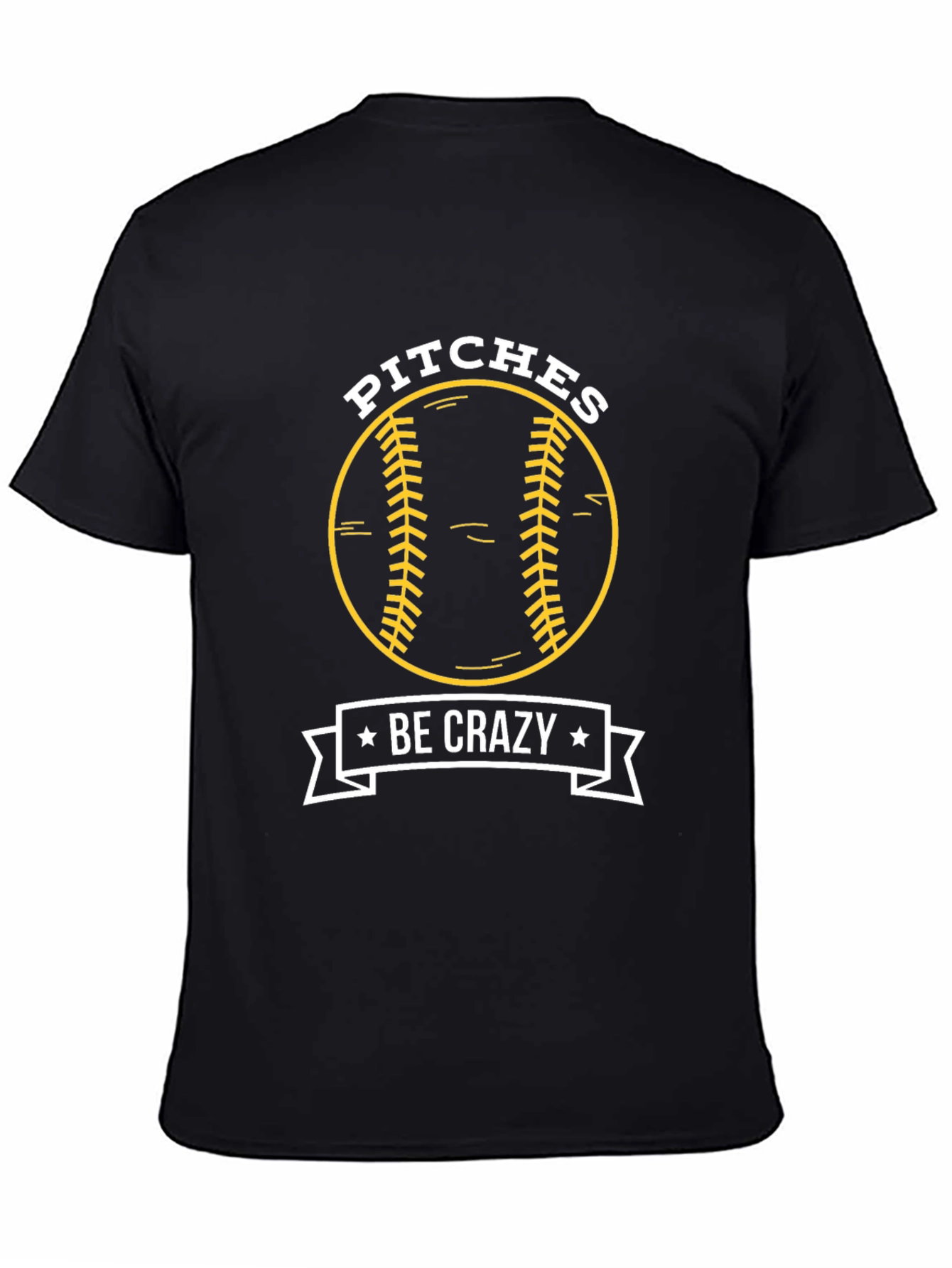 Black Pitches Be Crazy Baseball Graphic T-Shirt view 4