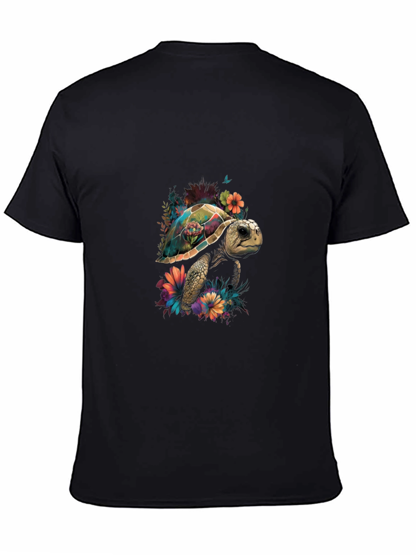 Black Floral Turtle Graphic Tee view 4