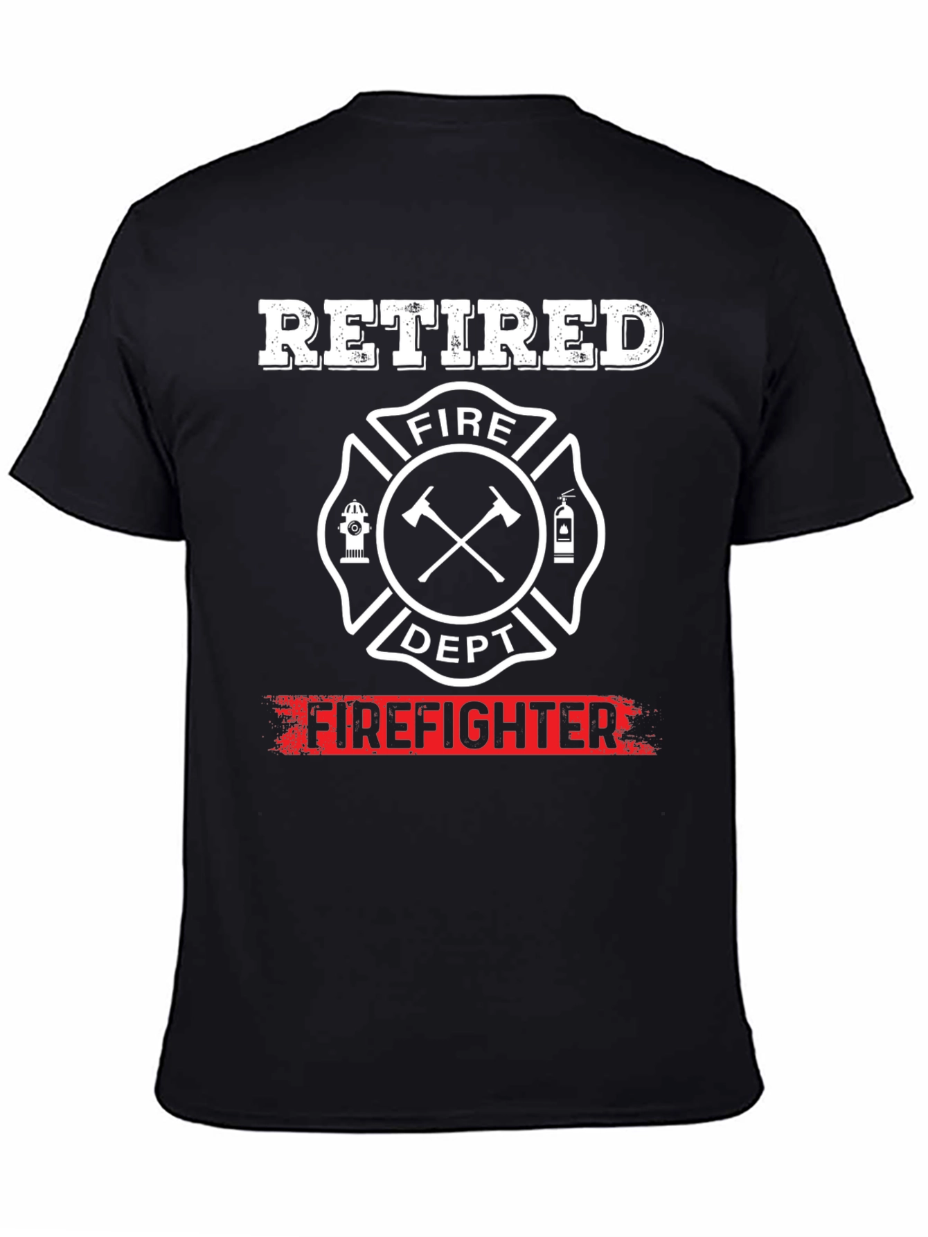 Black Retired Firefighter T-Shirt view 4