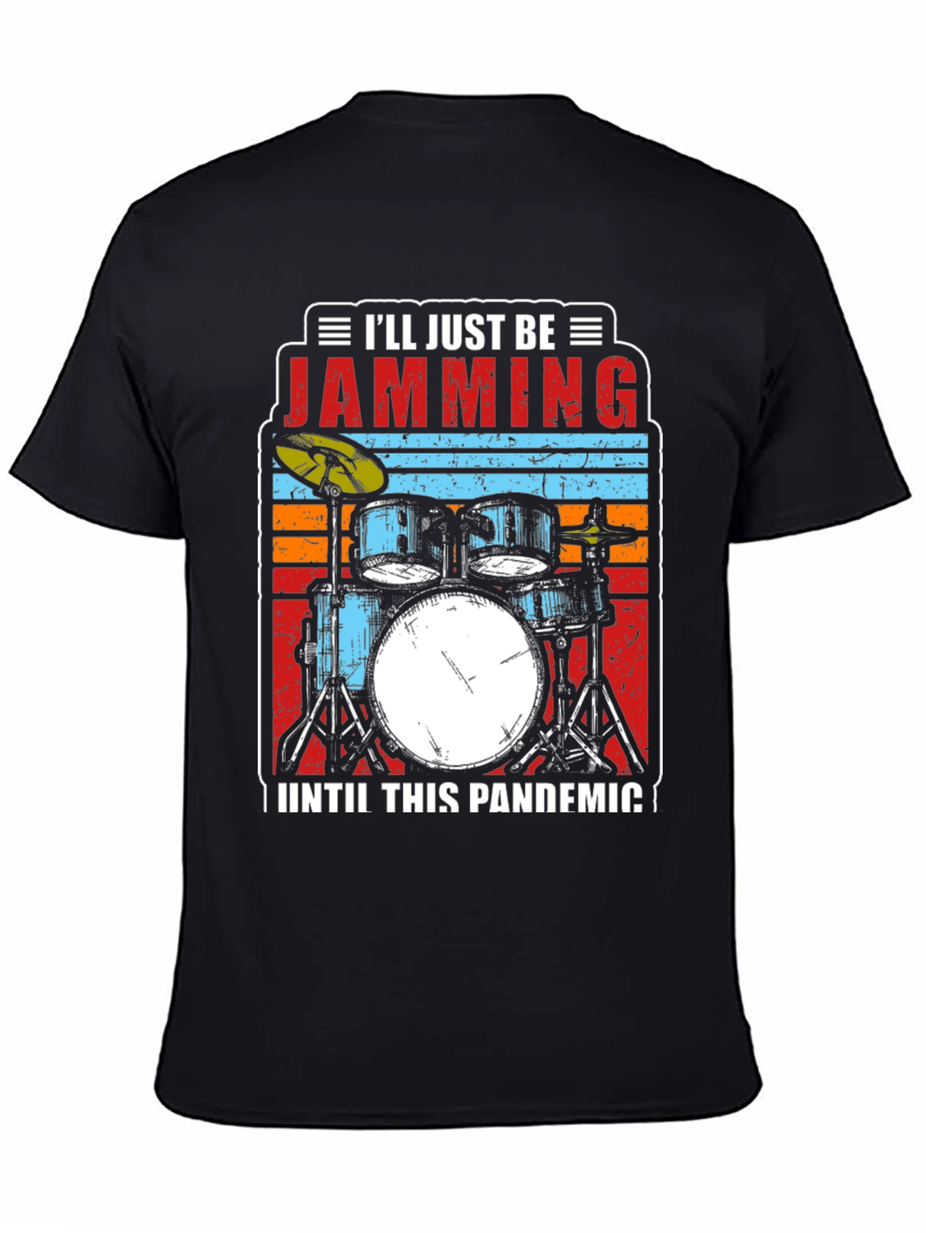 Black Jamming Pandemic T-Shirt - Musician Drummer Tee view 4