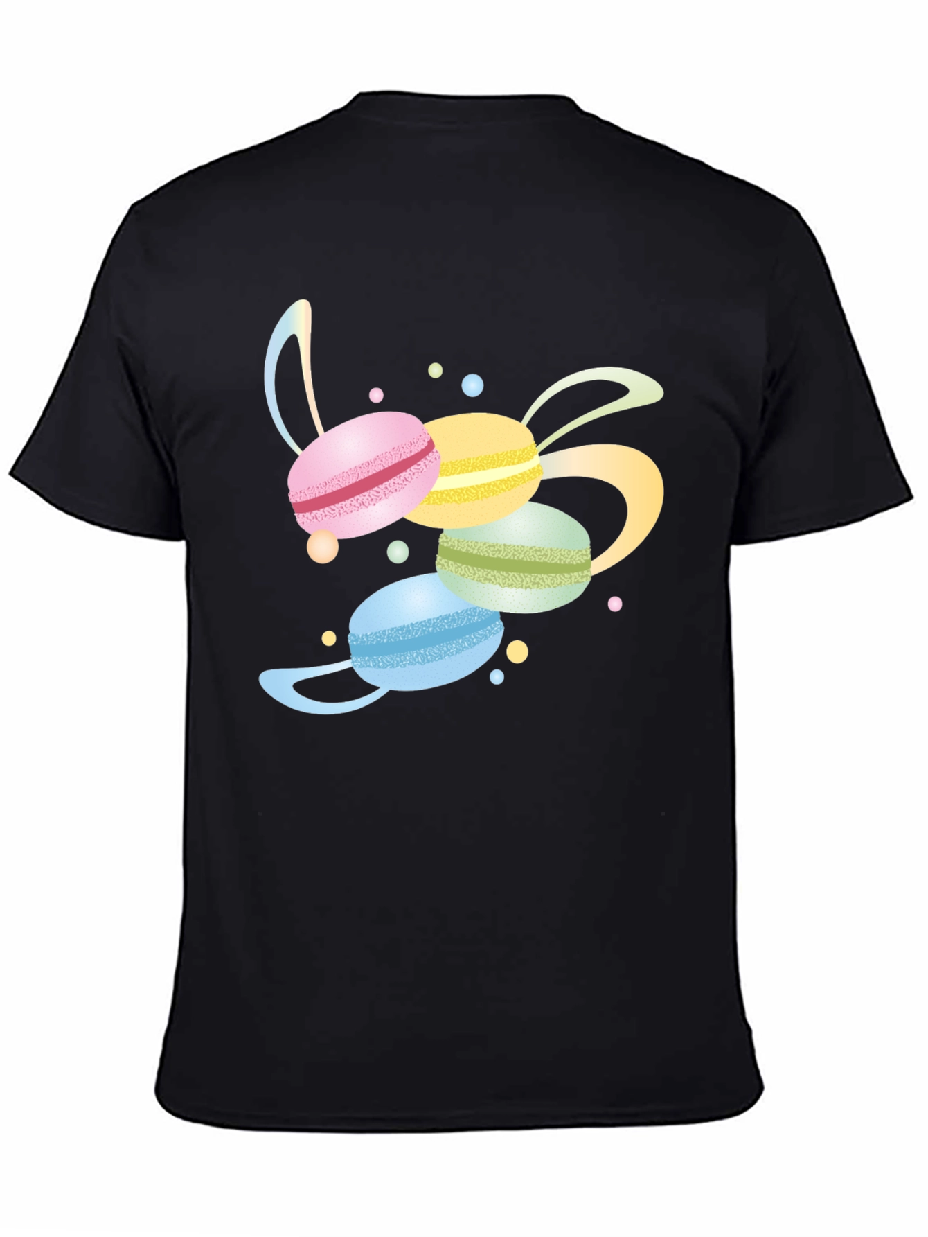 Black Macaron T-Shirt - Sweet Treat Design view 4