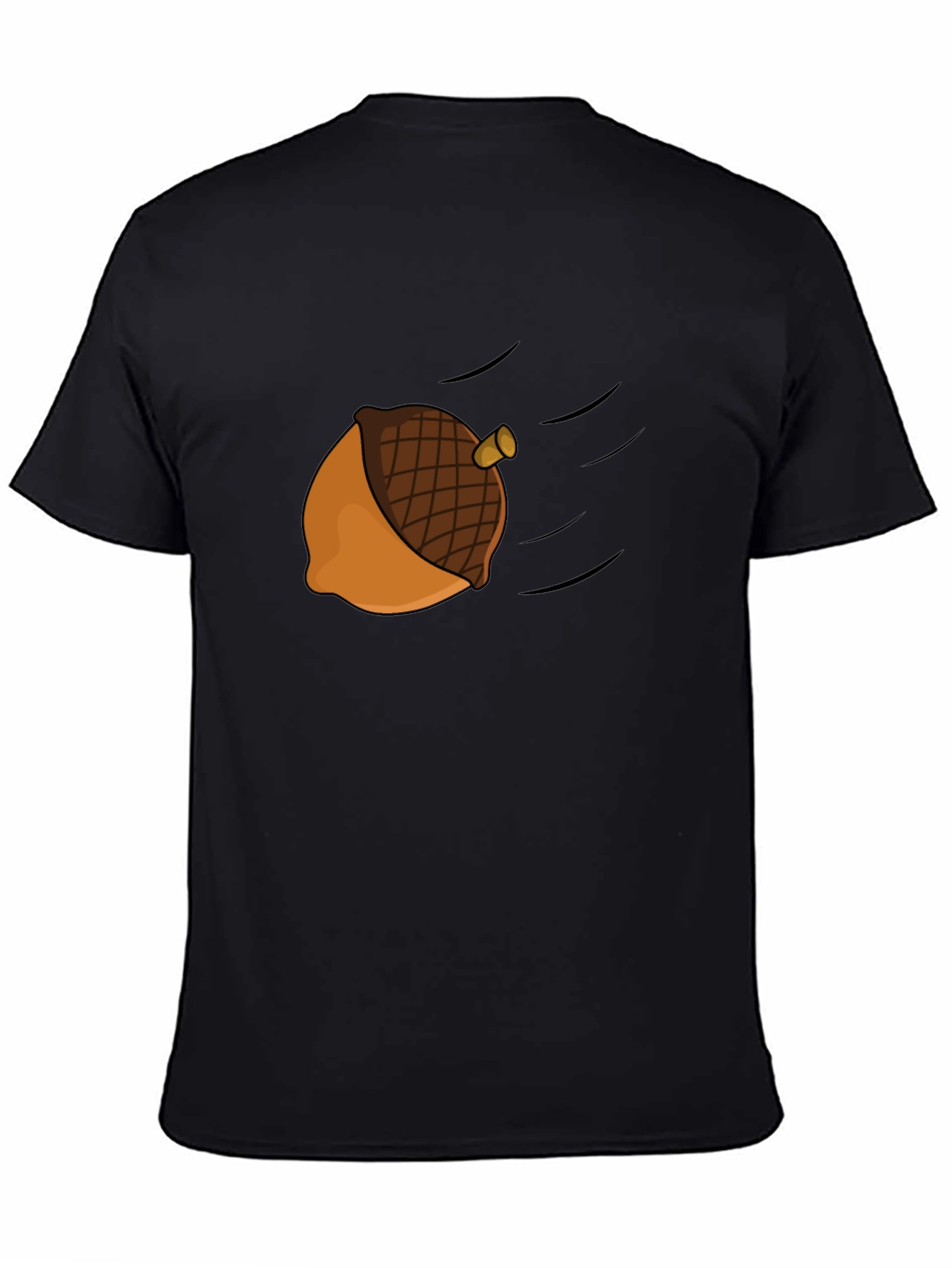 Black Acorn Cartoon Graphic Tee - Black Casual T-Shirt view 4