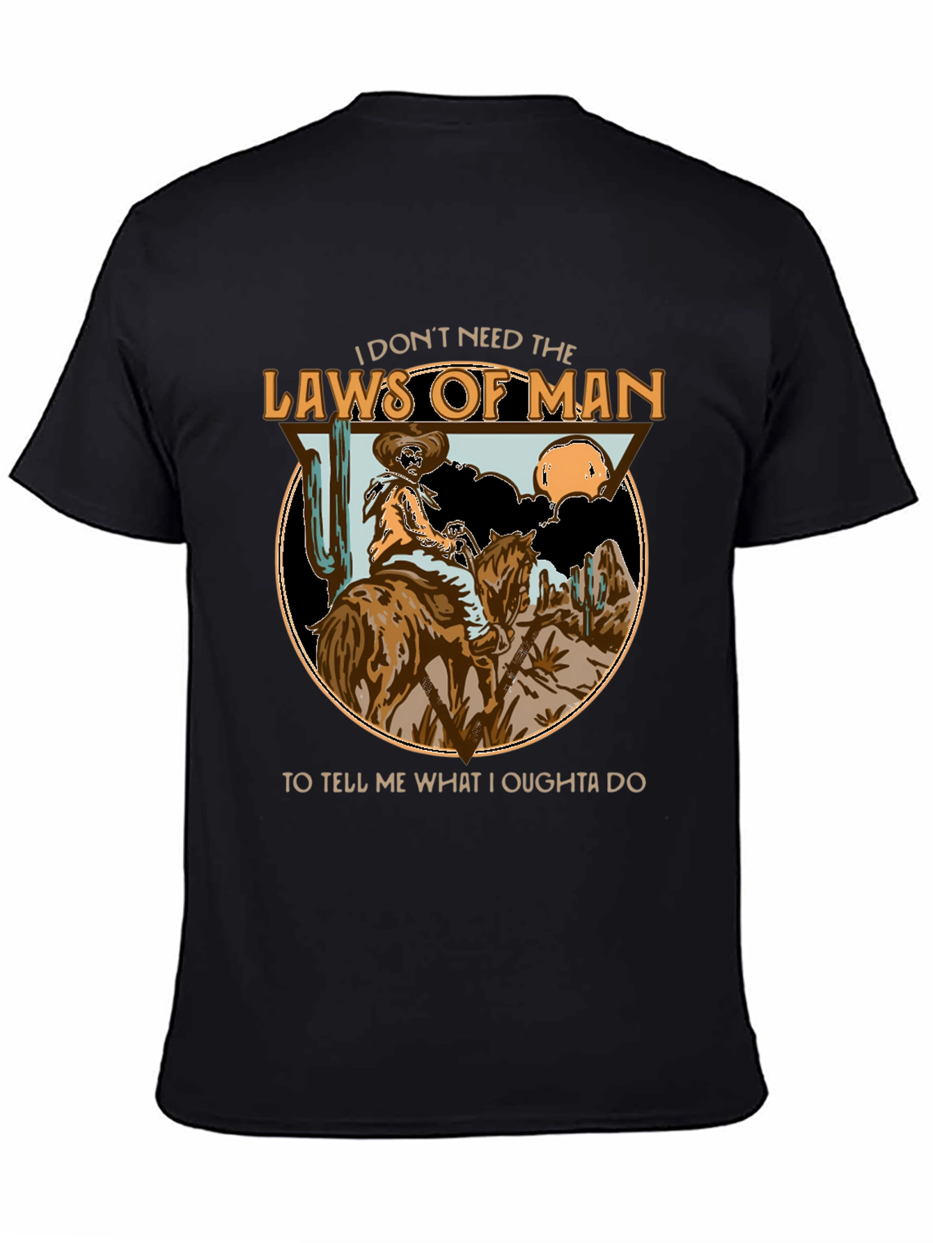 Black Cowboy Laws of Man T-Shirt view 4